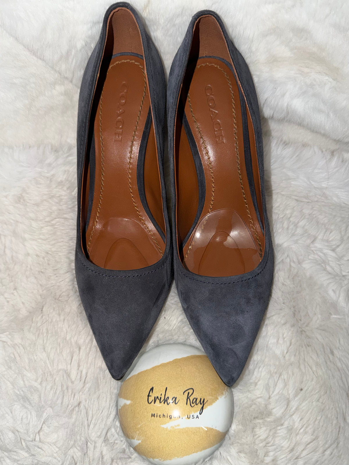 Coach Gray Waverly Suede Pumps