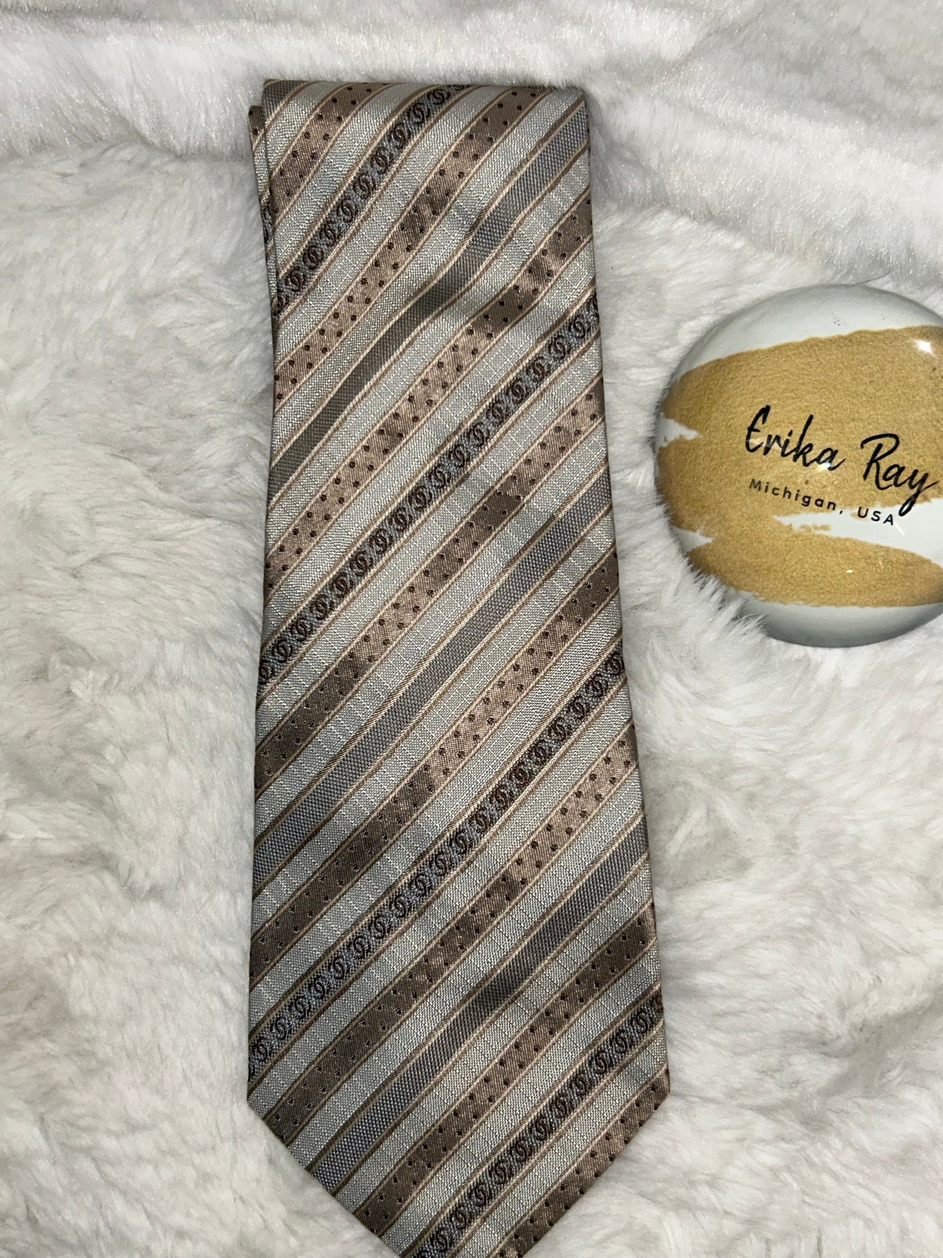 Chanel Neutral Colored Silk Tie