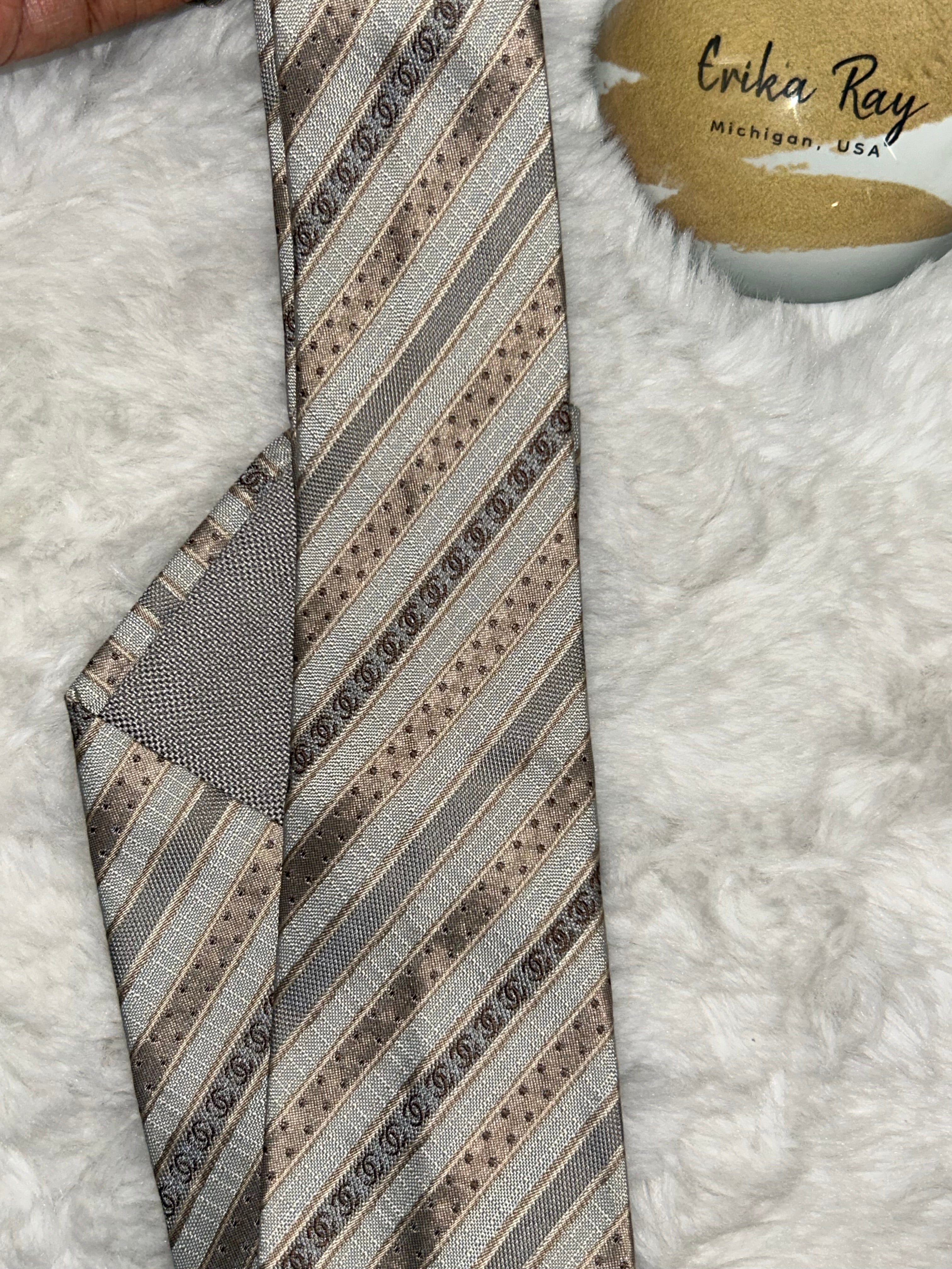 Chanel Neutral Colored Silk Tie