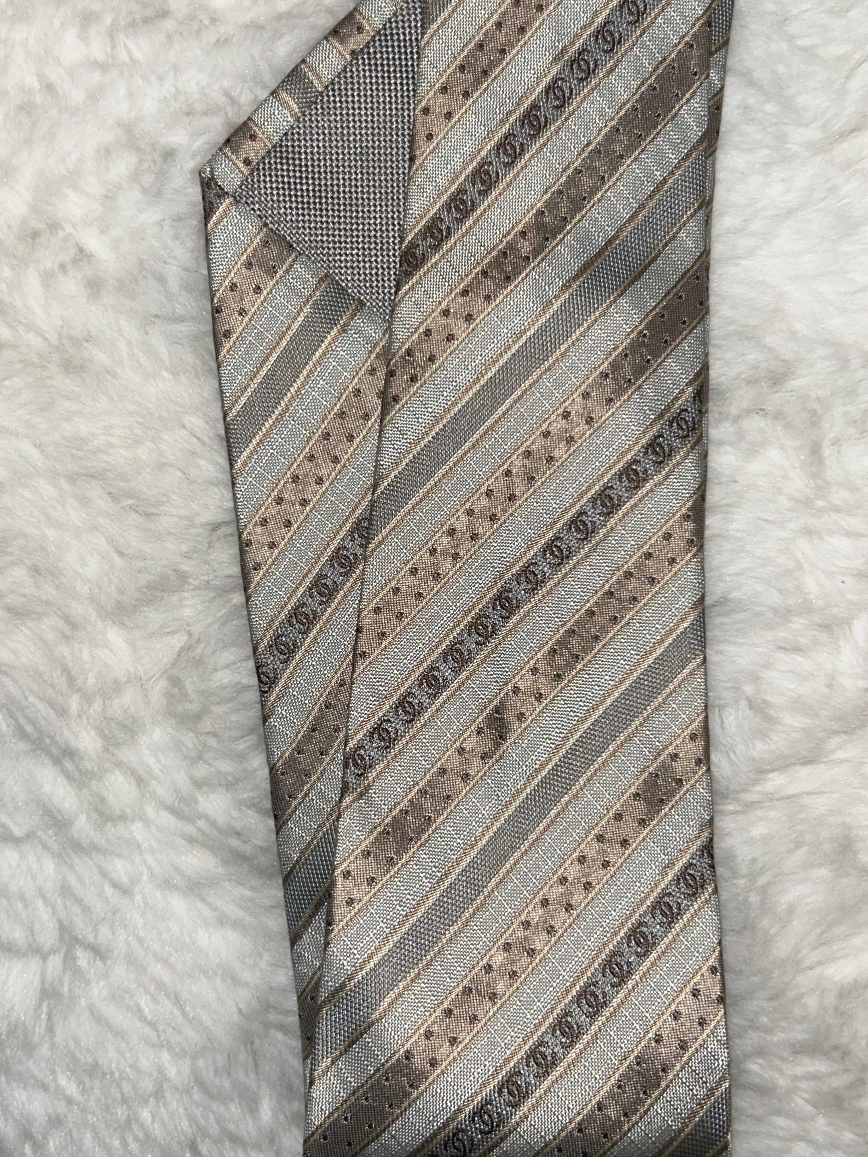 Chanel Neutral Colored Silk Tie