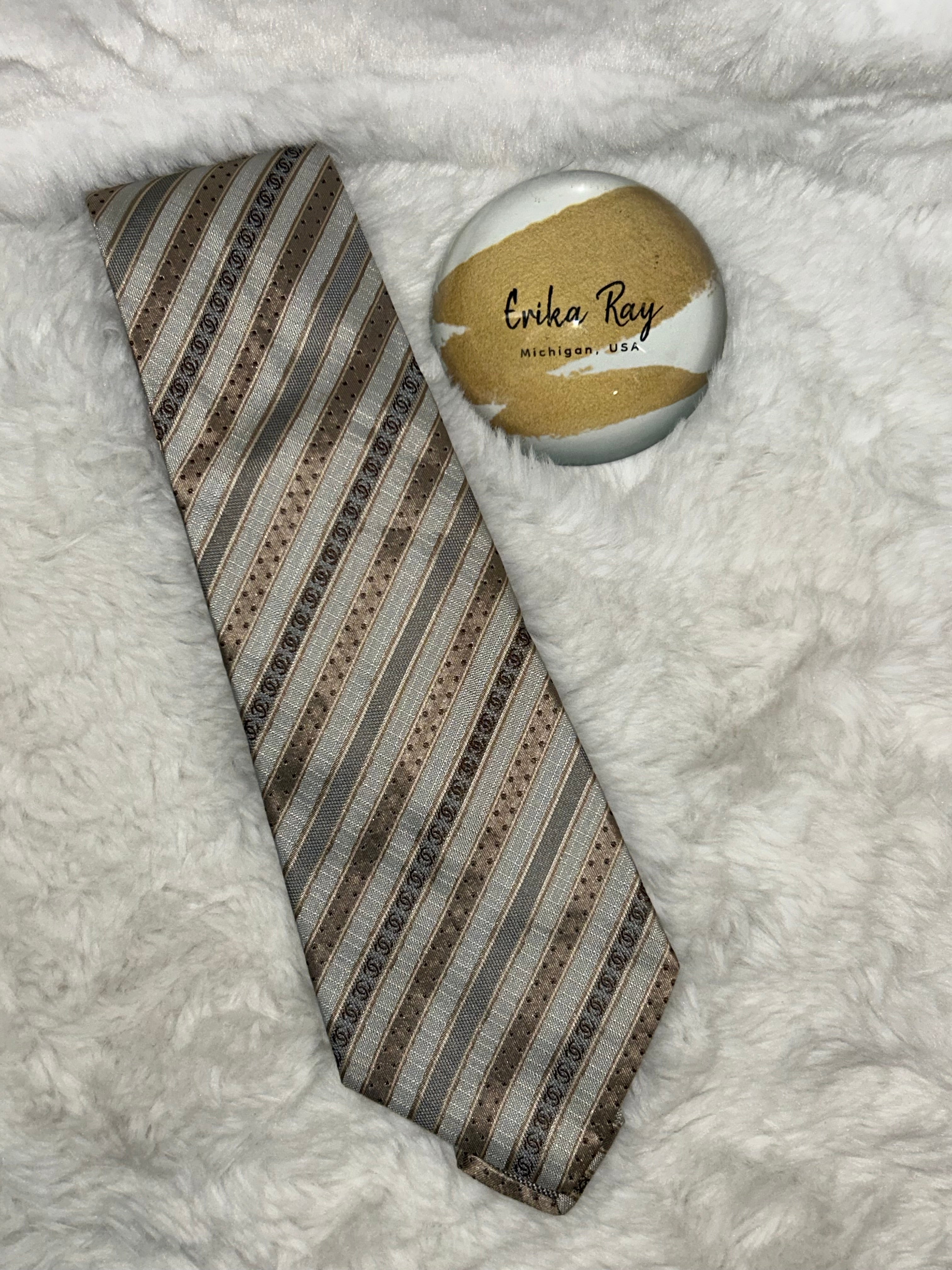 Chanel Neutral Colored Silk Tie