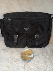 Prada Black Vintage Tessuto Nylon Messenger Bag