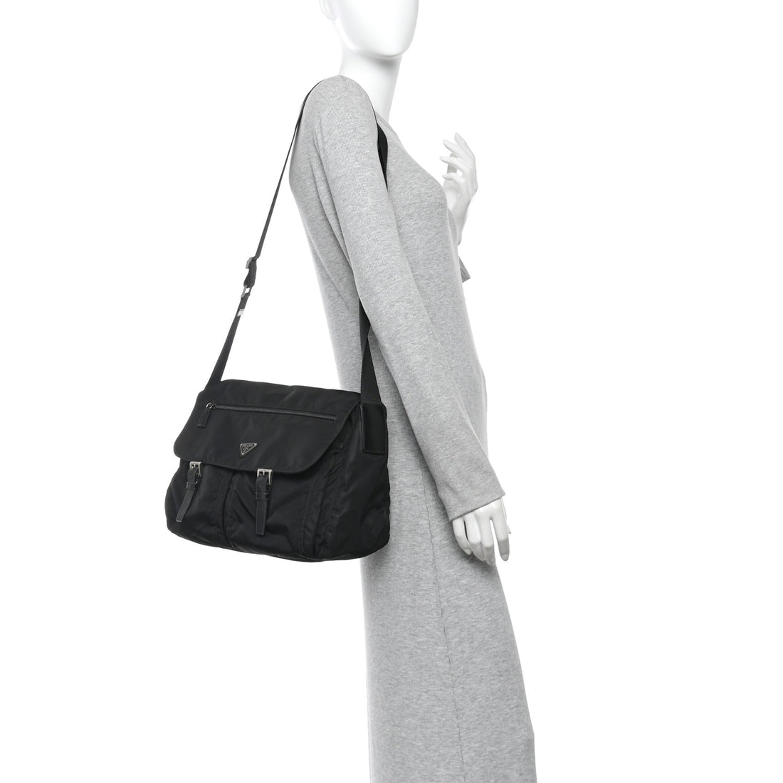 Prada Black Vintage Tessuto Nylon Messenger Bag