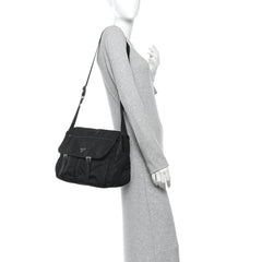 Prada Black Vintage Tessuto Nylon Messenger Bag