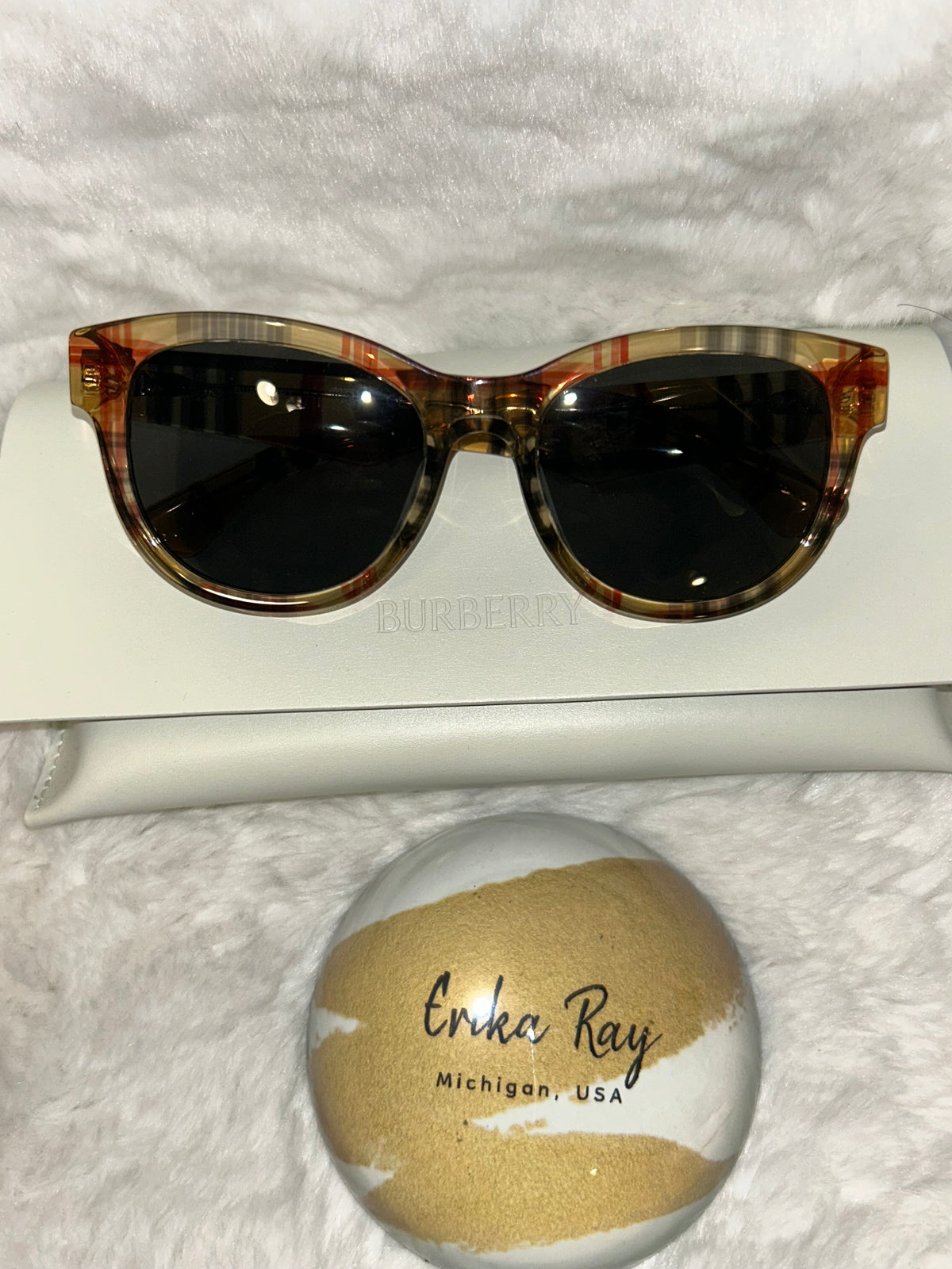 Burberry Check Round Sunglasses
