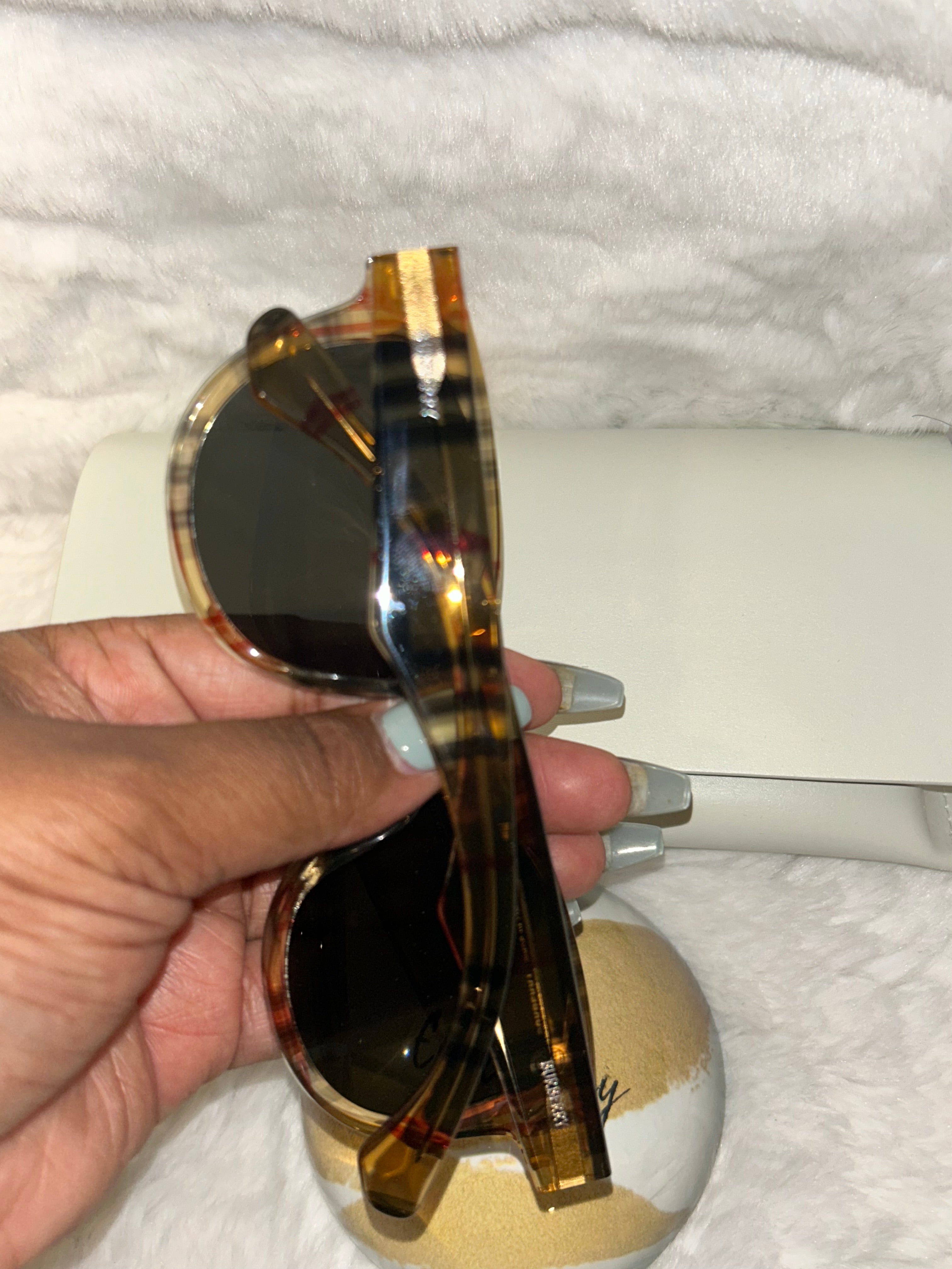 Burberry Check Round Sunglasses