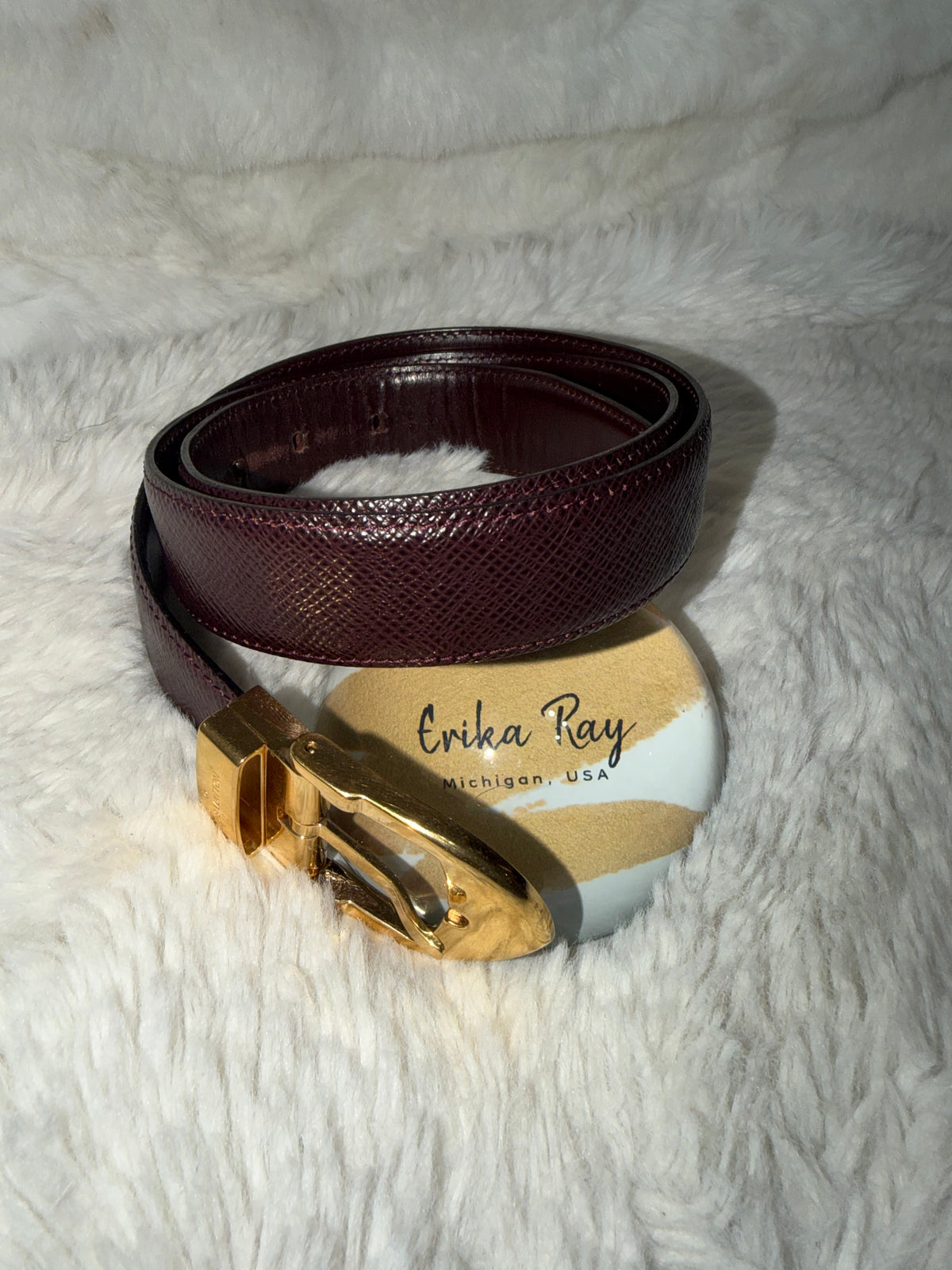 LV Burgundy Belt