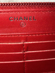 Chanel Red Leboy Caviar Leather Zip Wallet