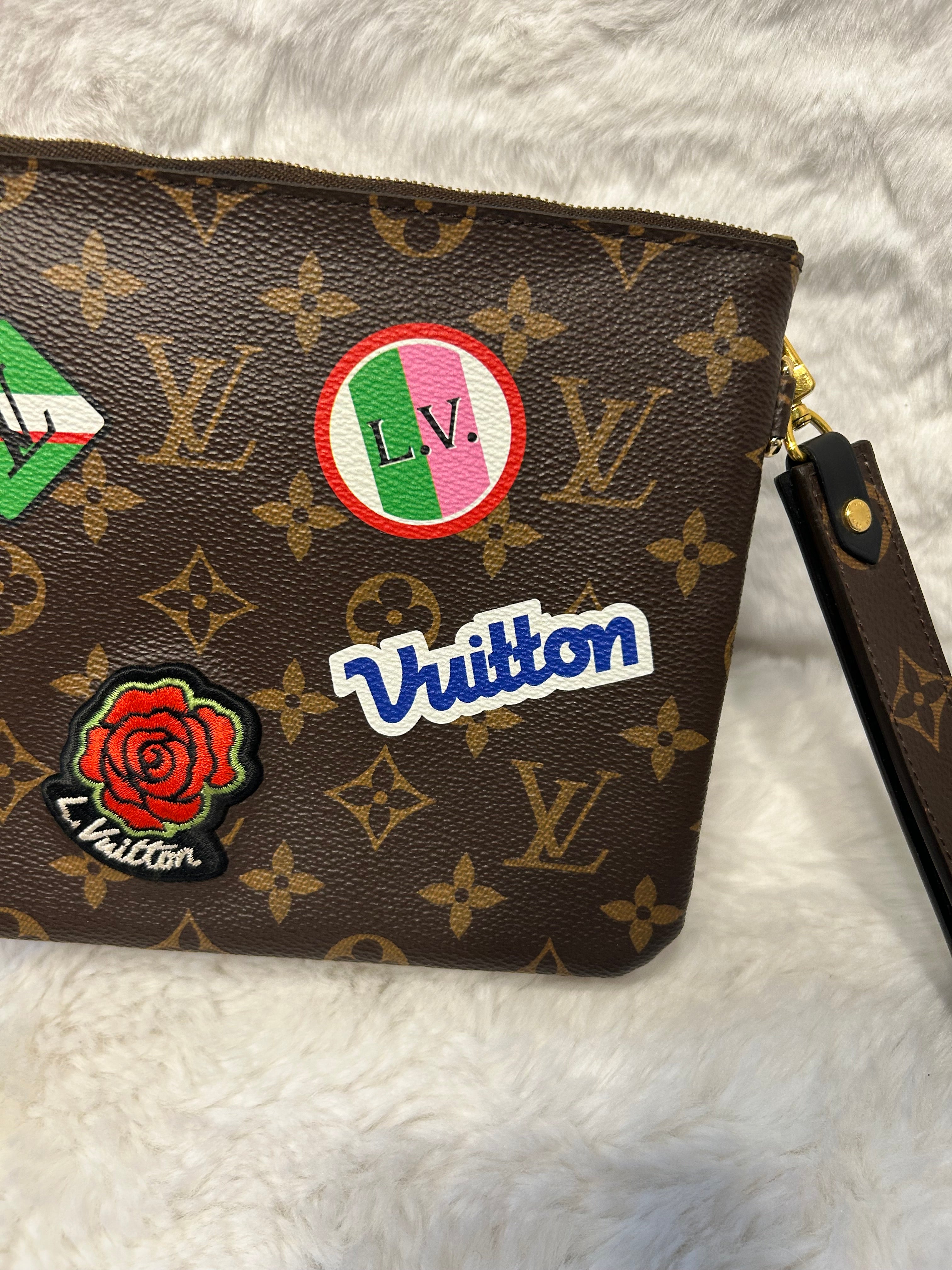 LV Limited Edition Patches Pouch/Wristlet
