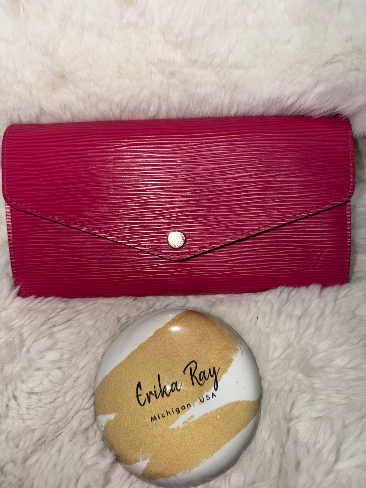 LV Hot Pink Epi Sarah Wallet