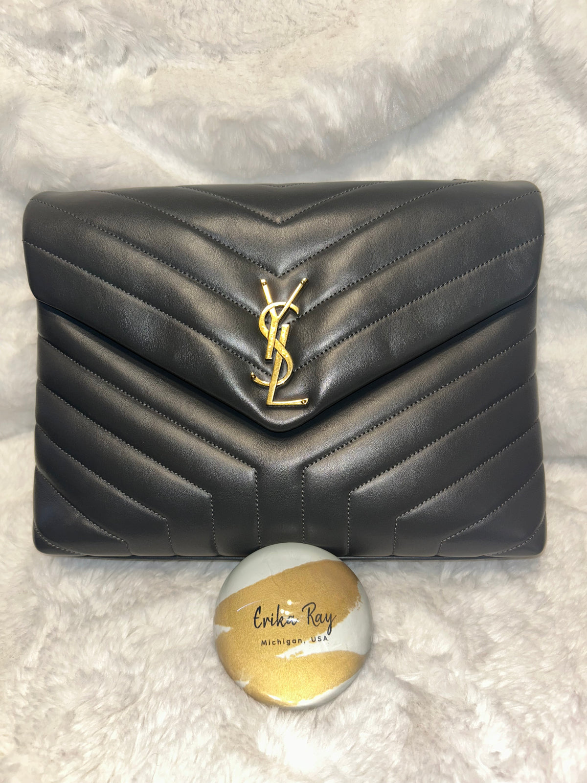 YSL Gray Medium Lou Lou