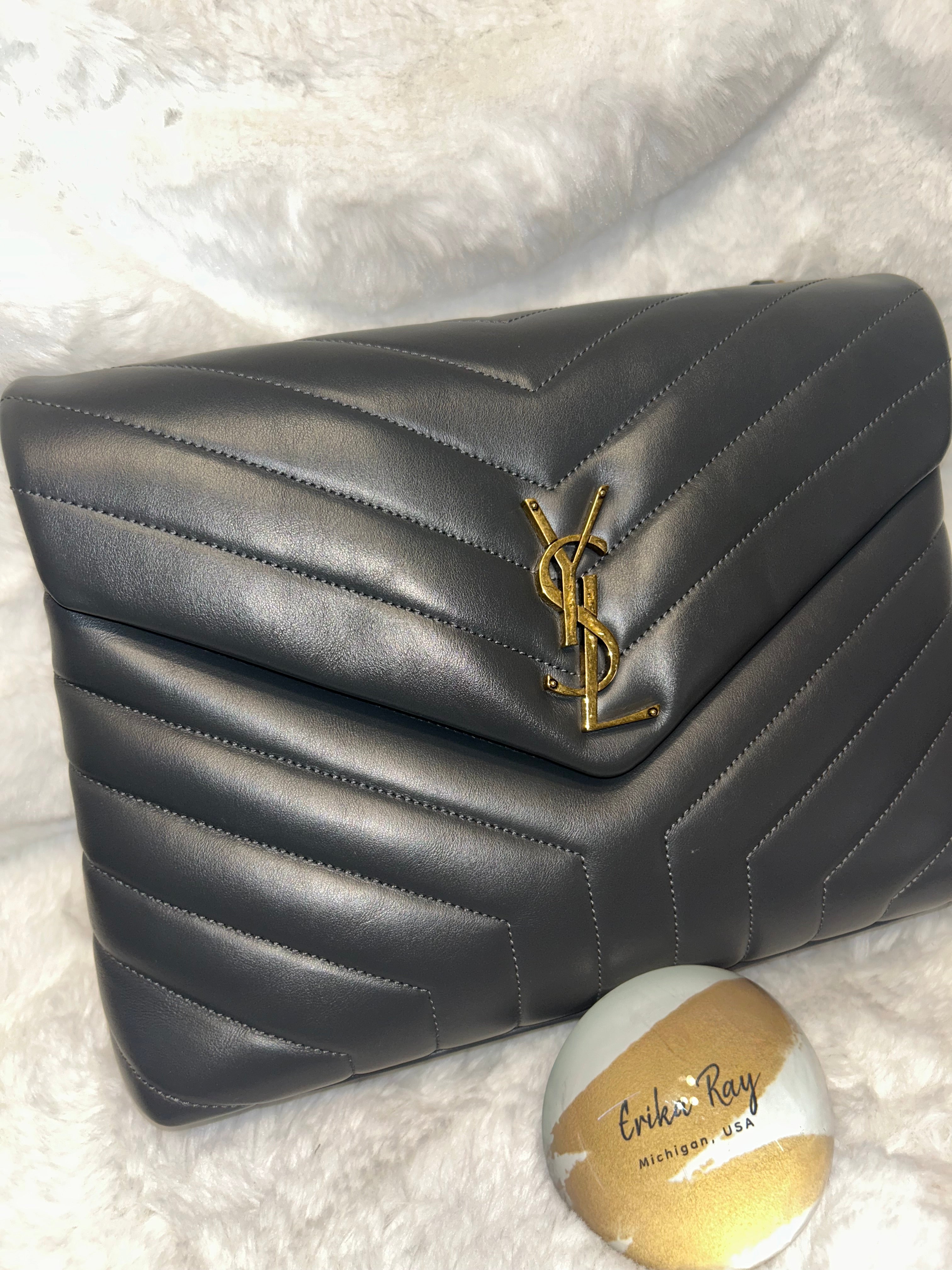 YSL Gray Medium Lou Lou