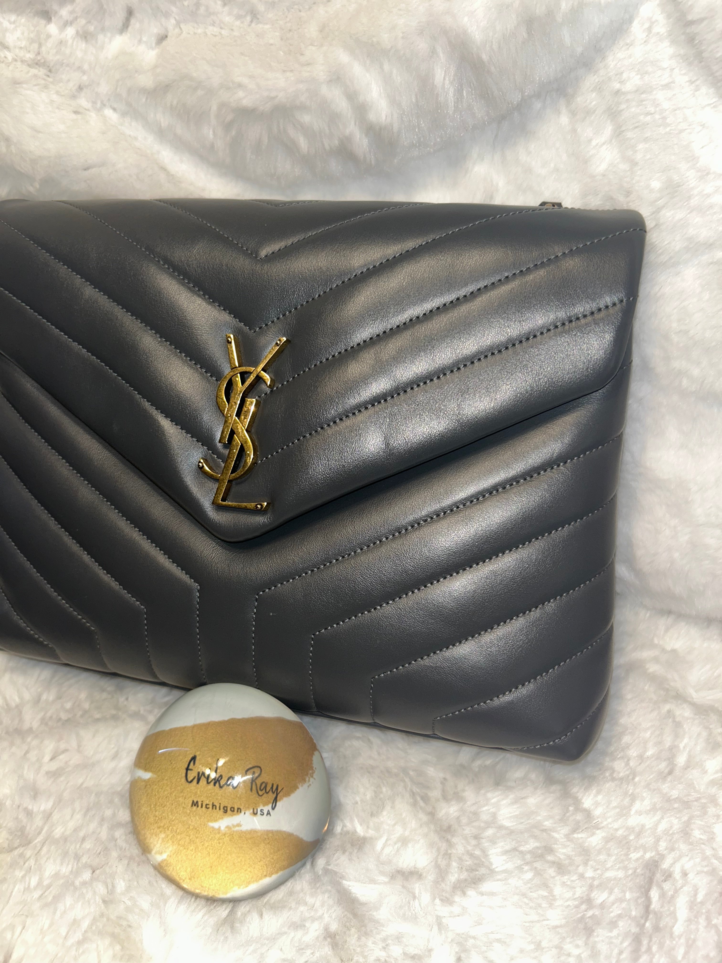 YSL Gray Medium Lou Lou