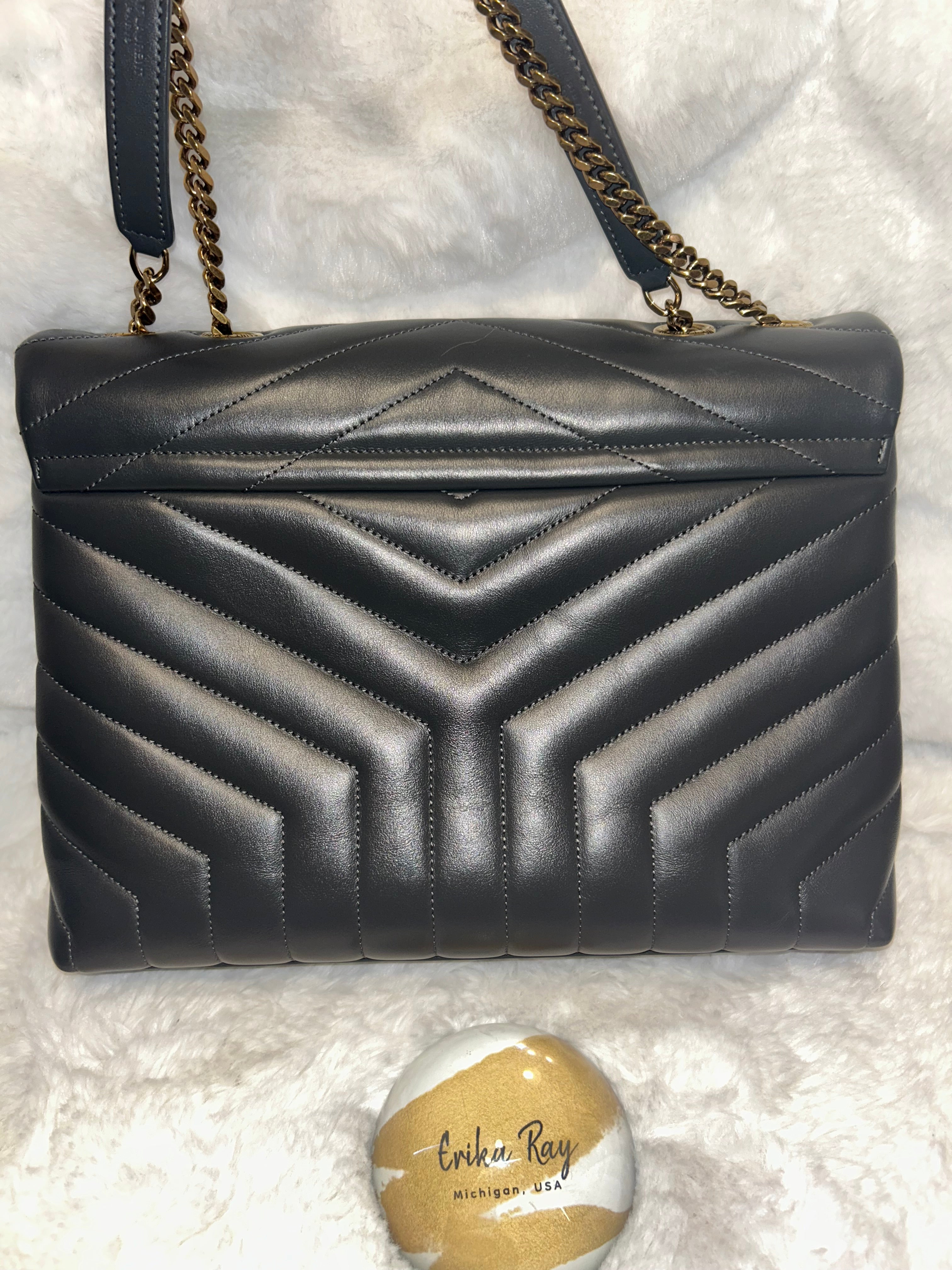 YSL Gray Medium Lou Lou