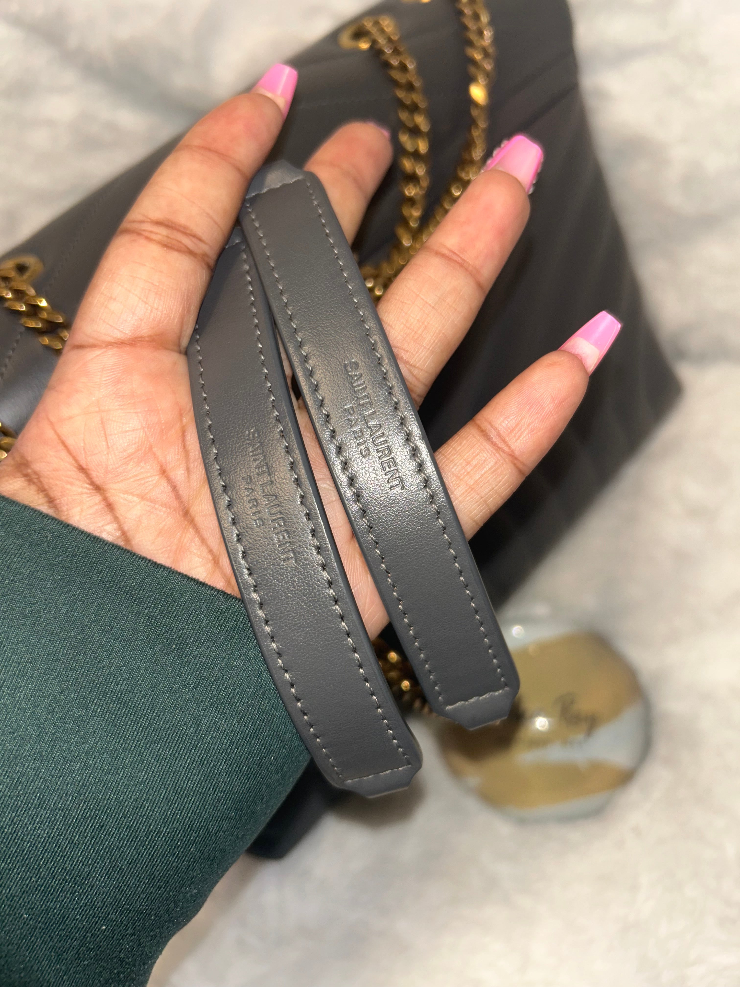 YSL Gray Medium Lou Lou