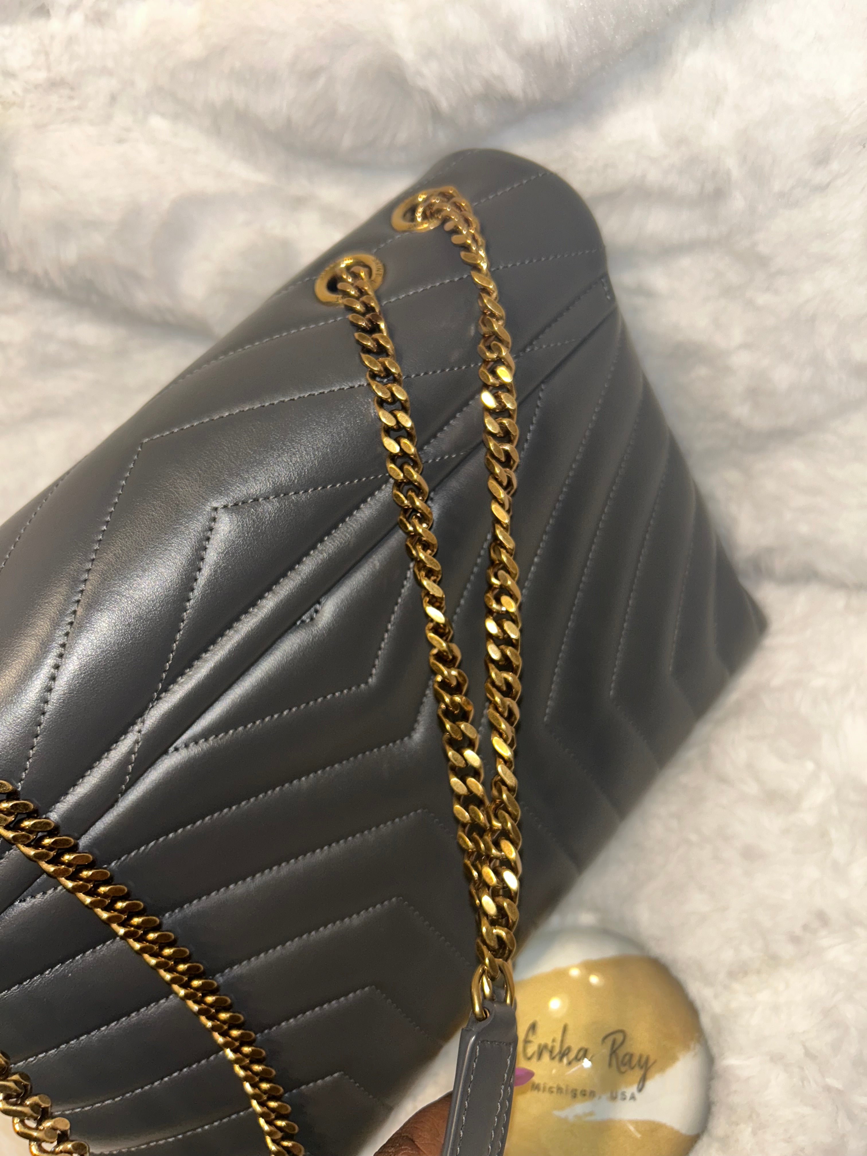 YSL Gray Medium Lou Lou