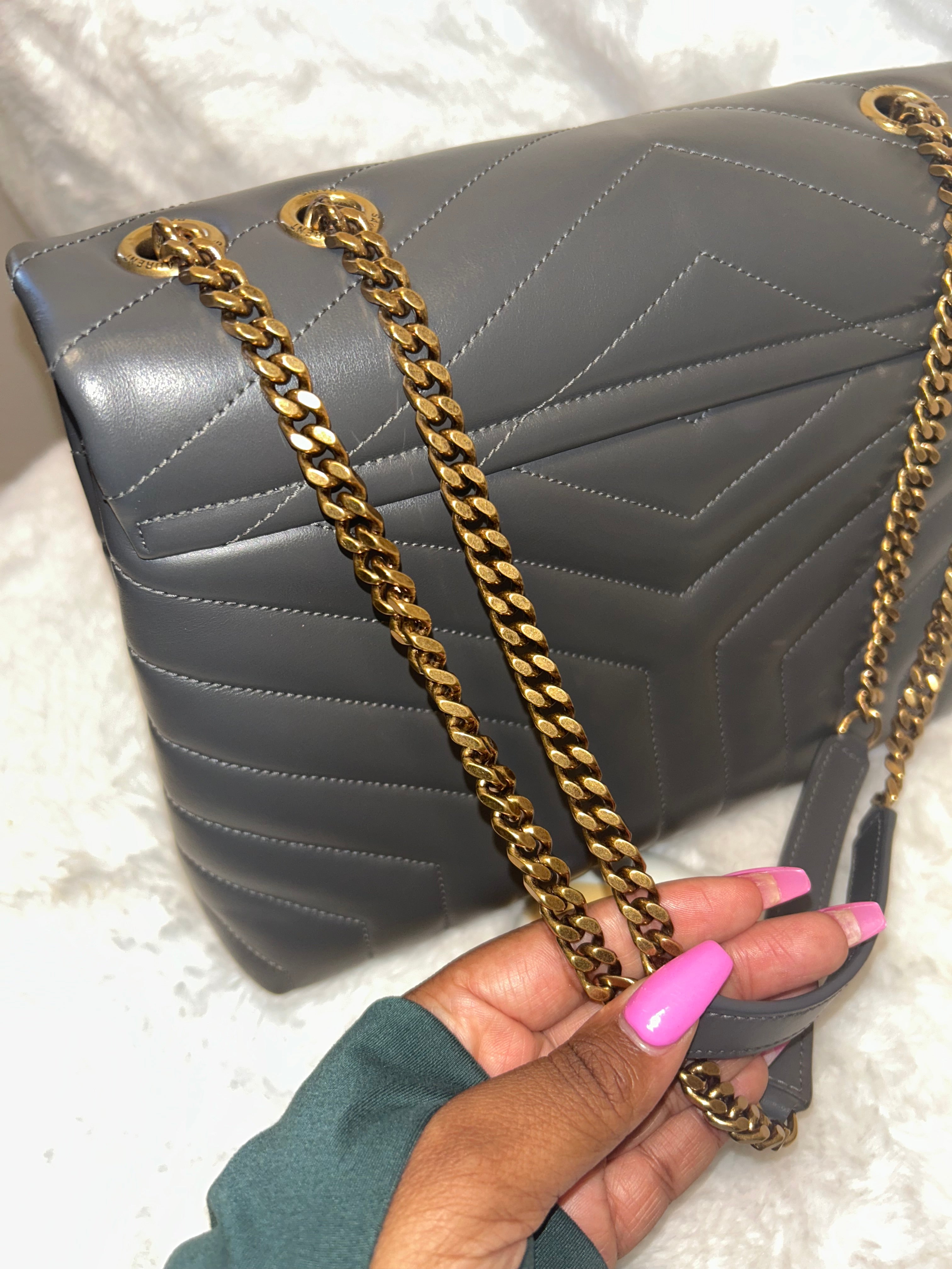YSL Gray Medium Lou Lou