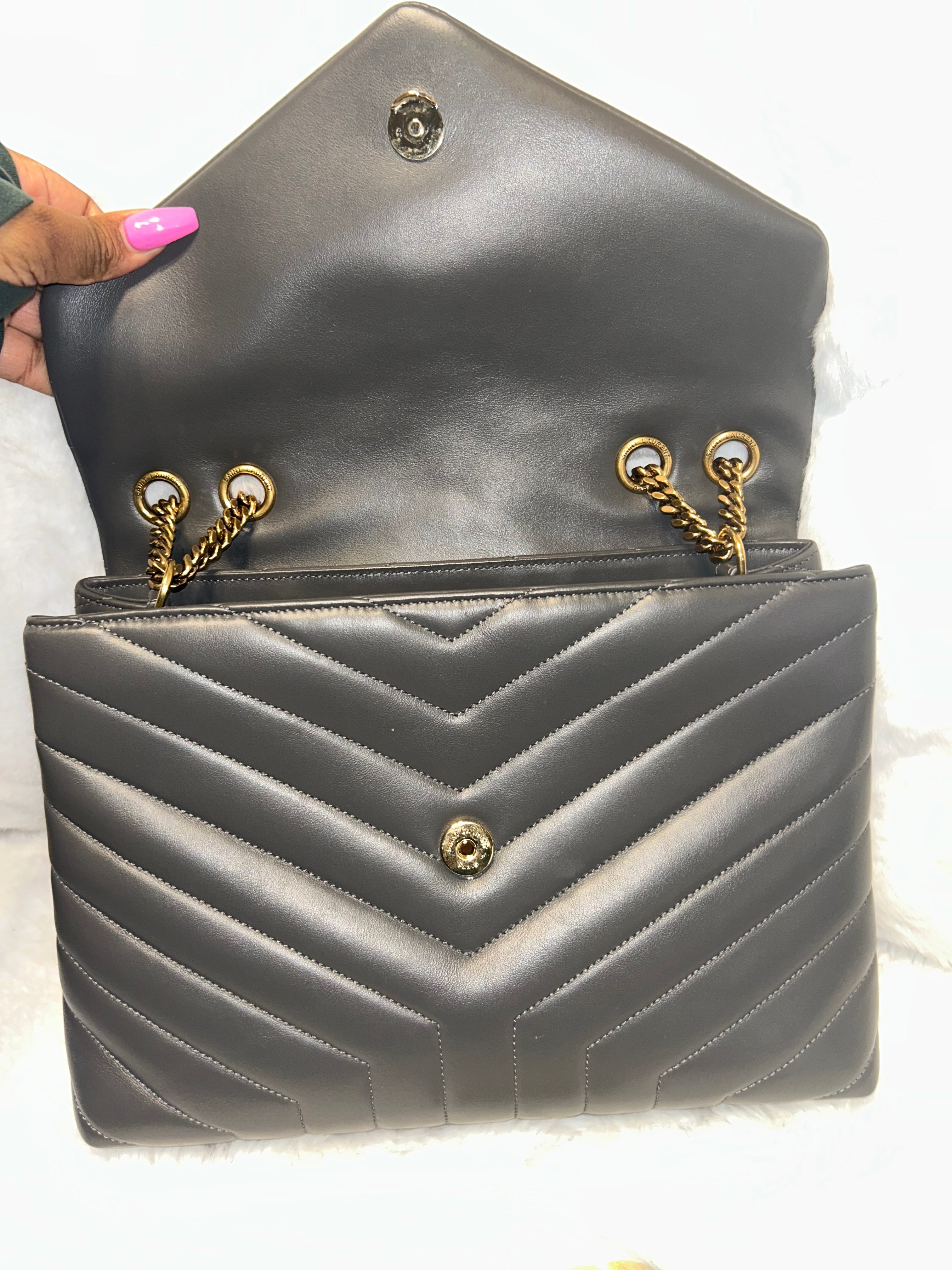 YSL Gray Medium Lou Lou
