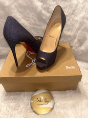 Christian Louboutin Denim Lady Peep Heels