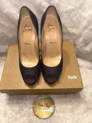 Christian Louboutin Denim Lady Peep Heels