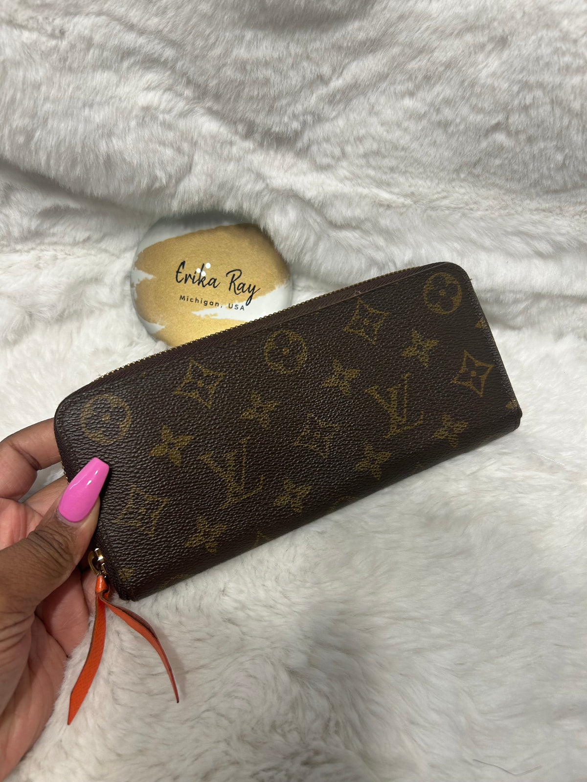 LV Monogram Clemence Wallet- Orange Interior