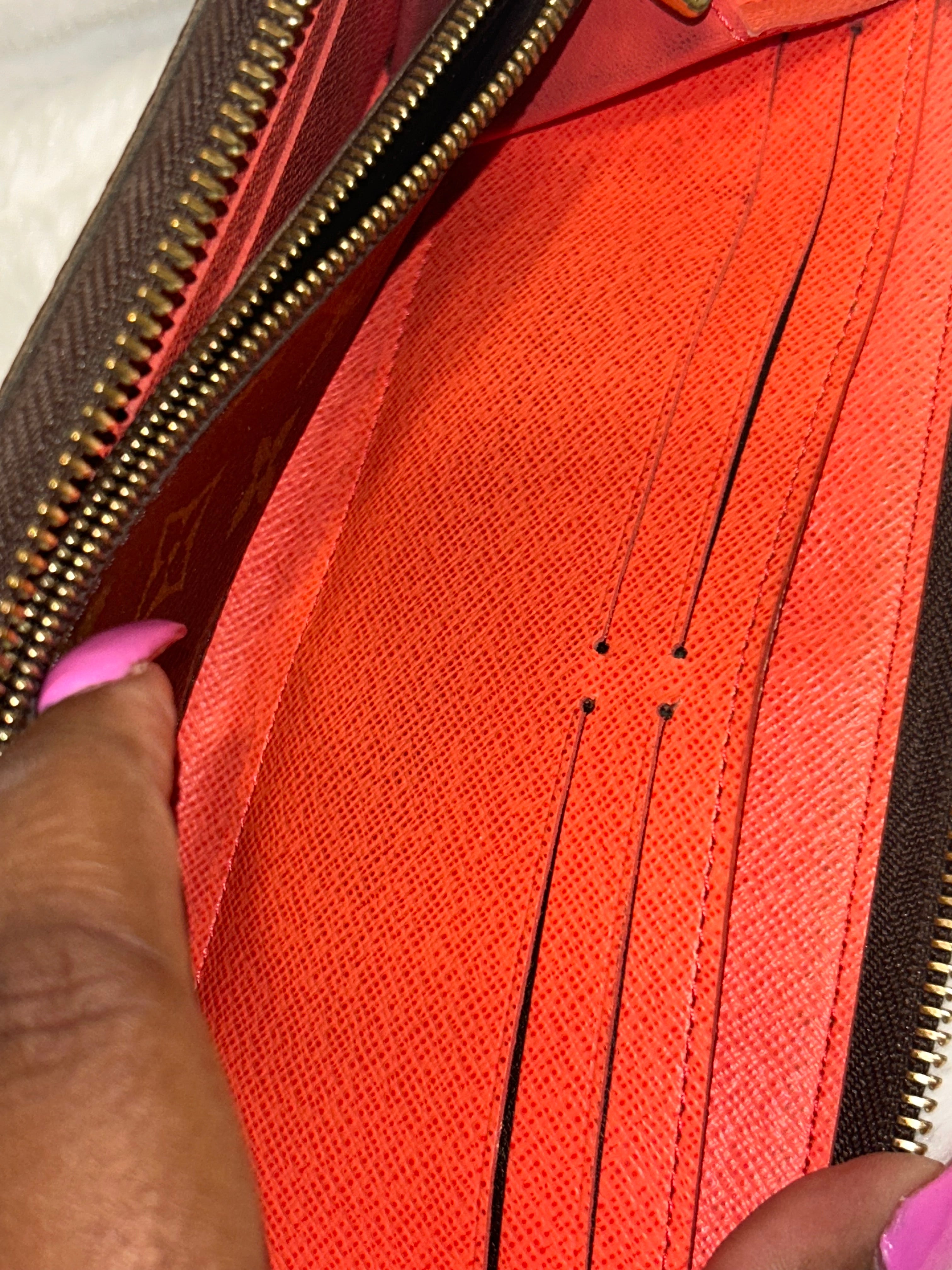 LV Monogram Clemence Wallet- Orange Interior
