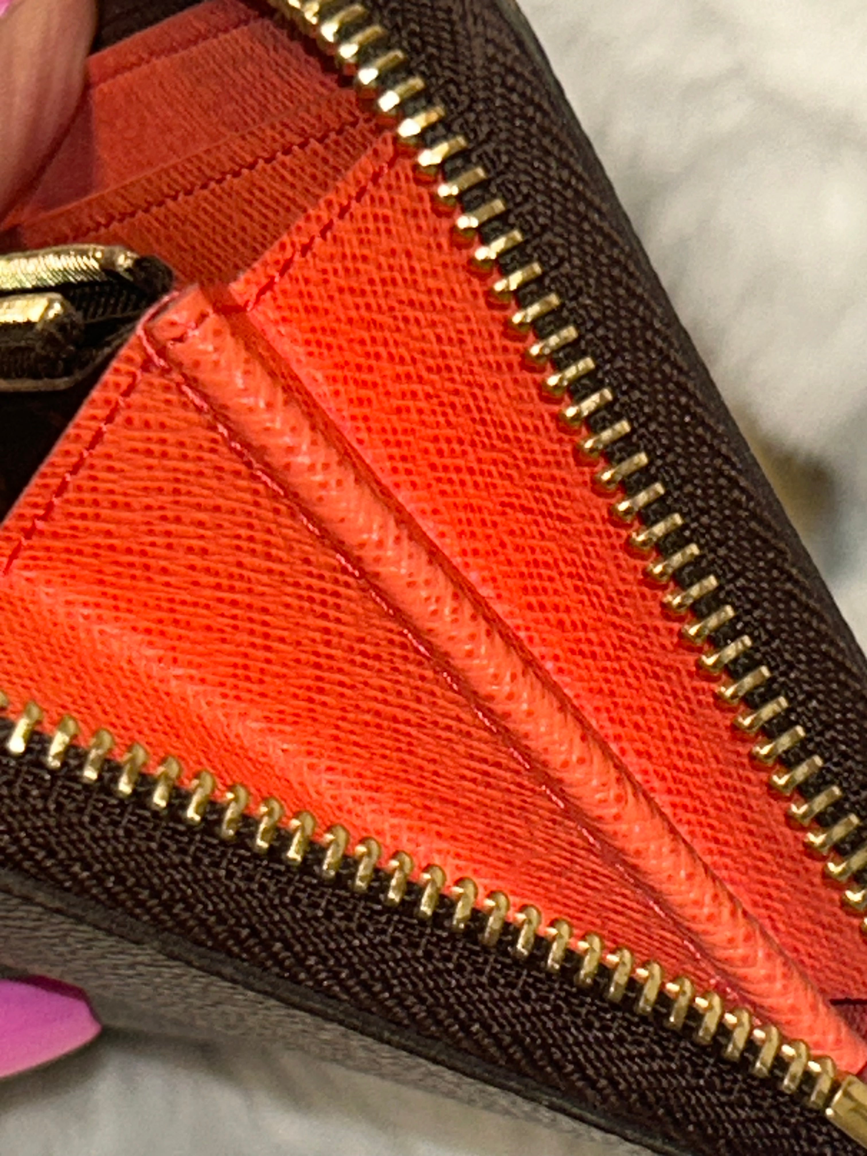 LV Monogram Clemence Wallet- Orange Interior
