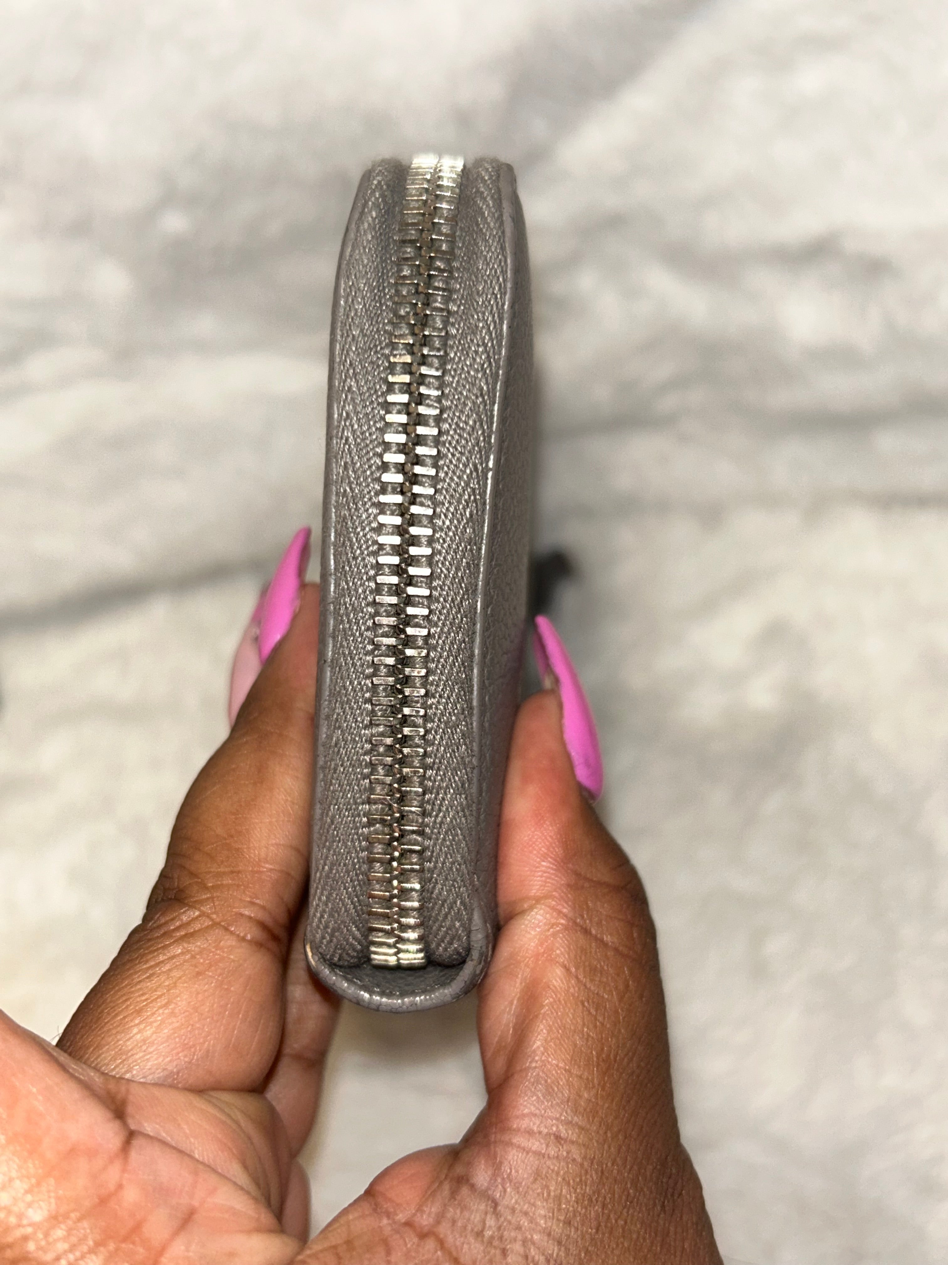 YSL Gray Zippy Wallet