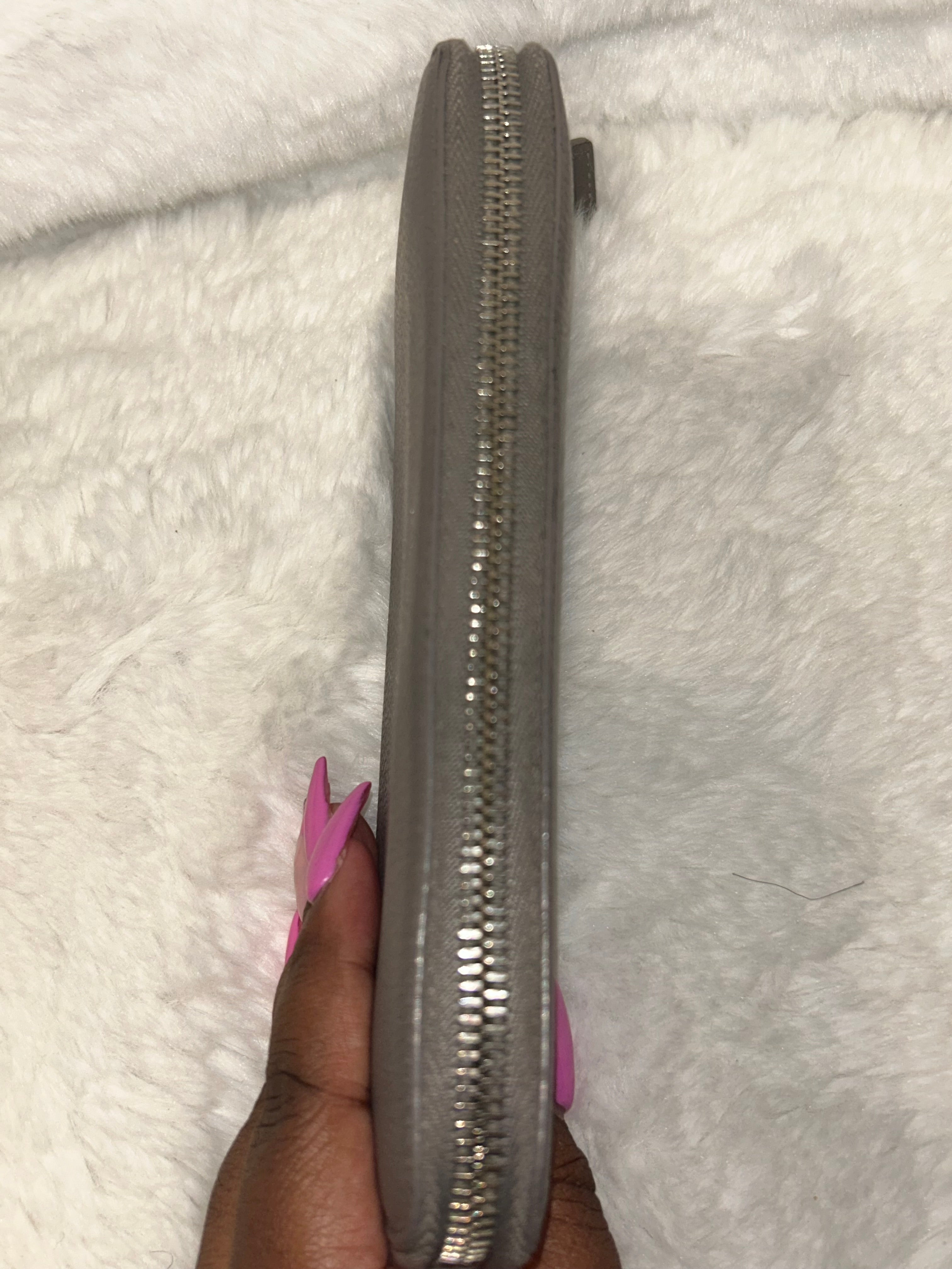 YSL Gray Zippy Wallet