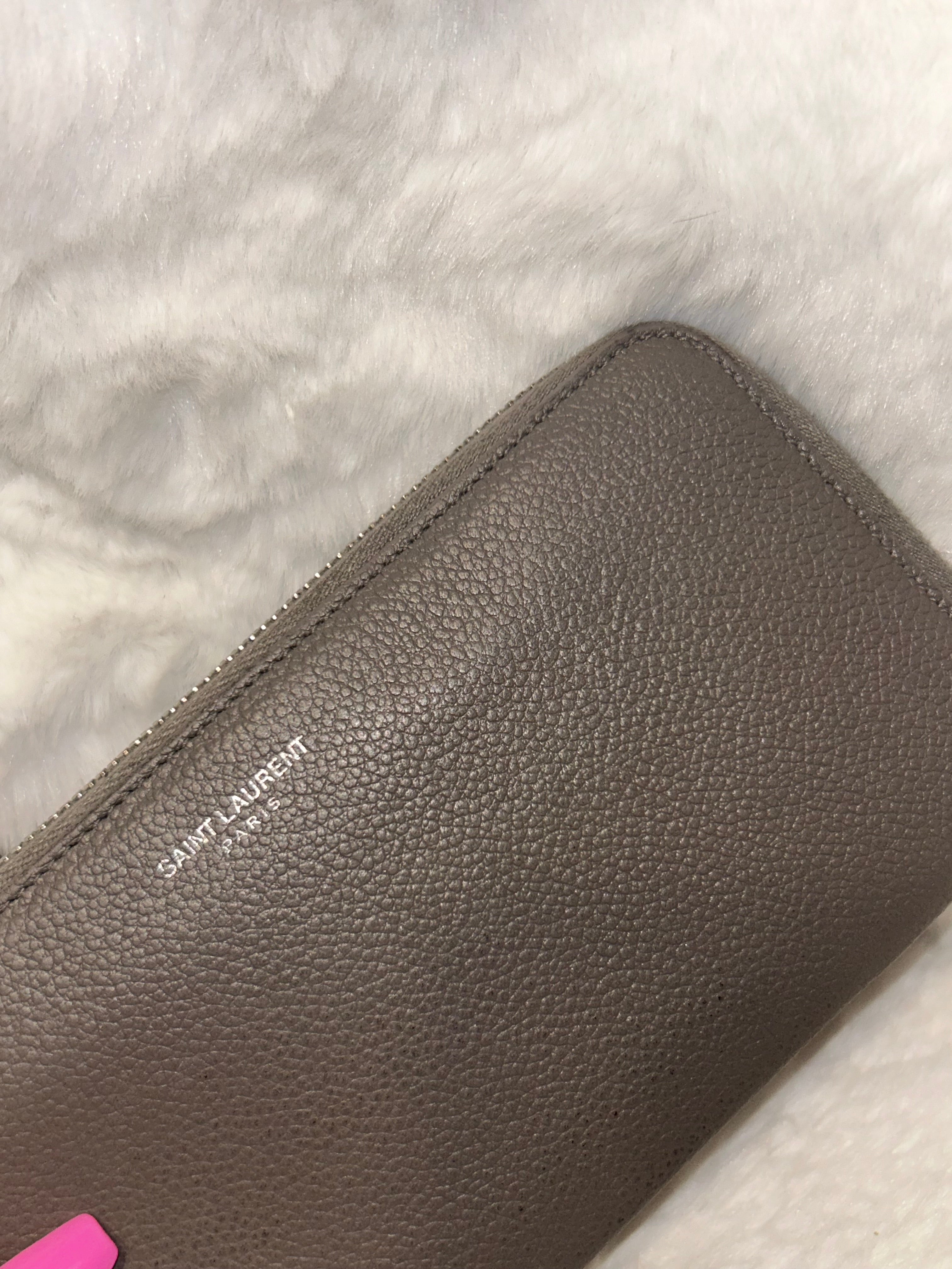 YSL Gray Zippy Wallet