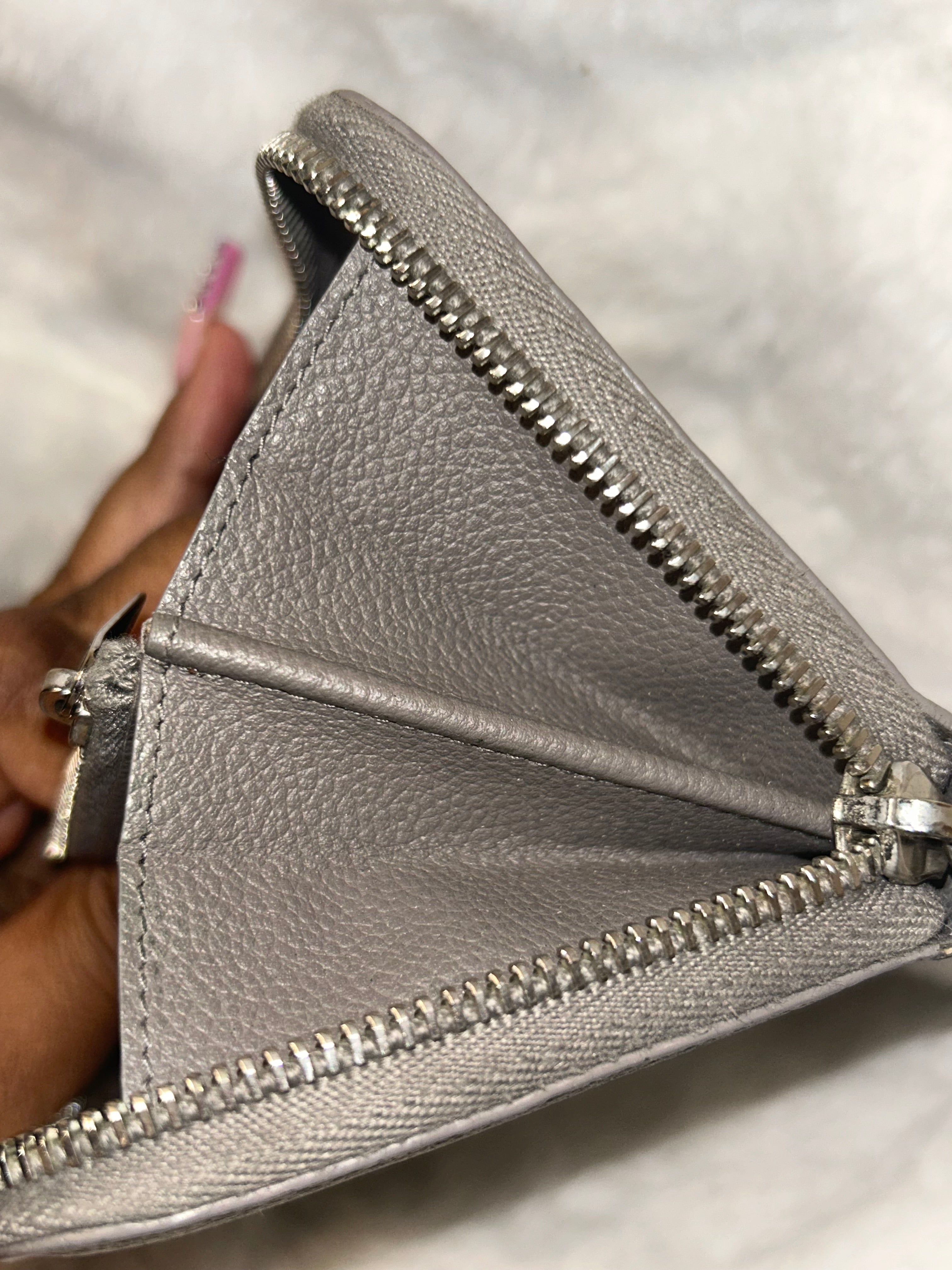 YSL Gray Zippy Wallet