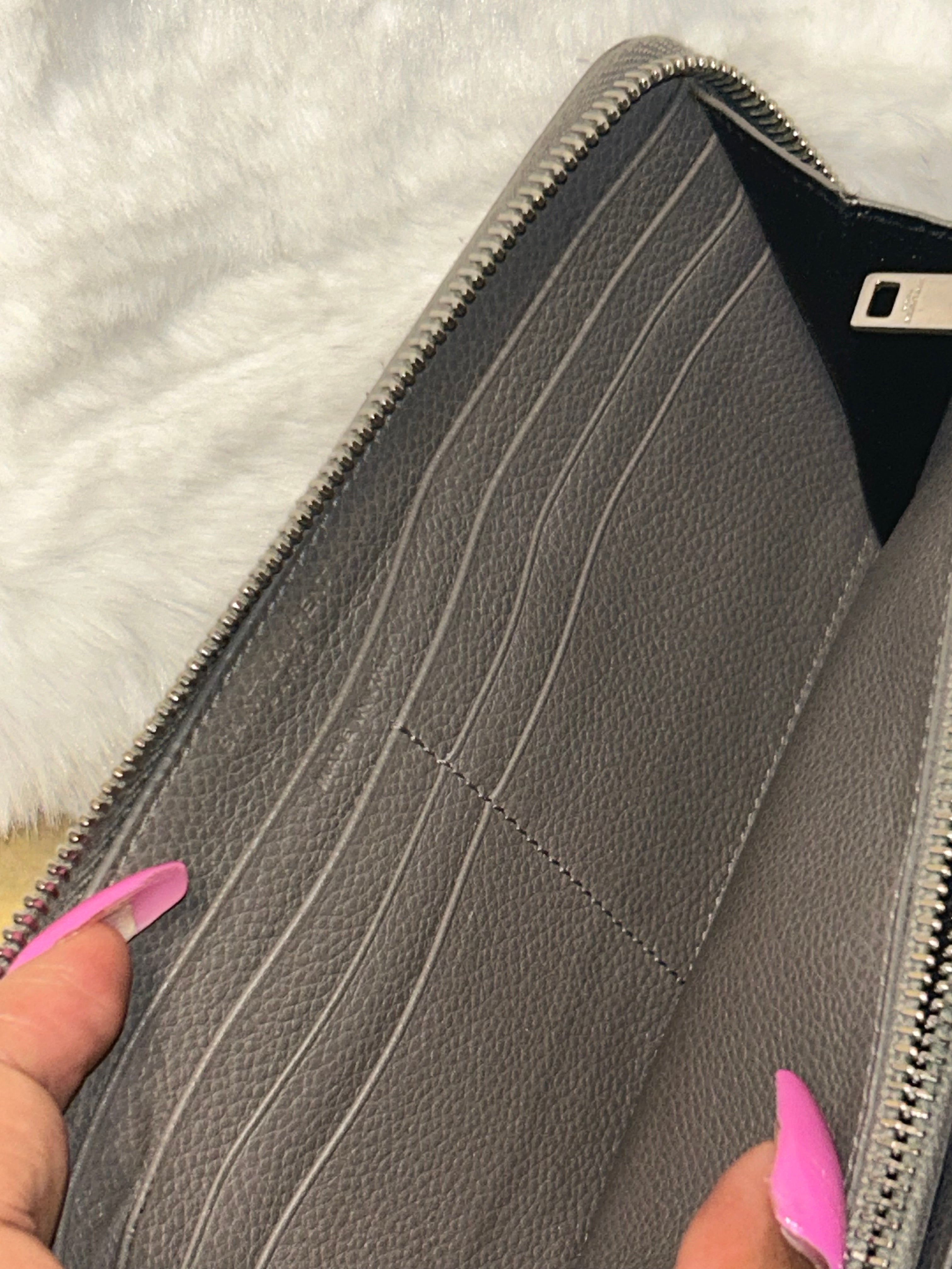 YSL Gray Zippy Wallet