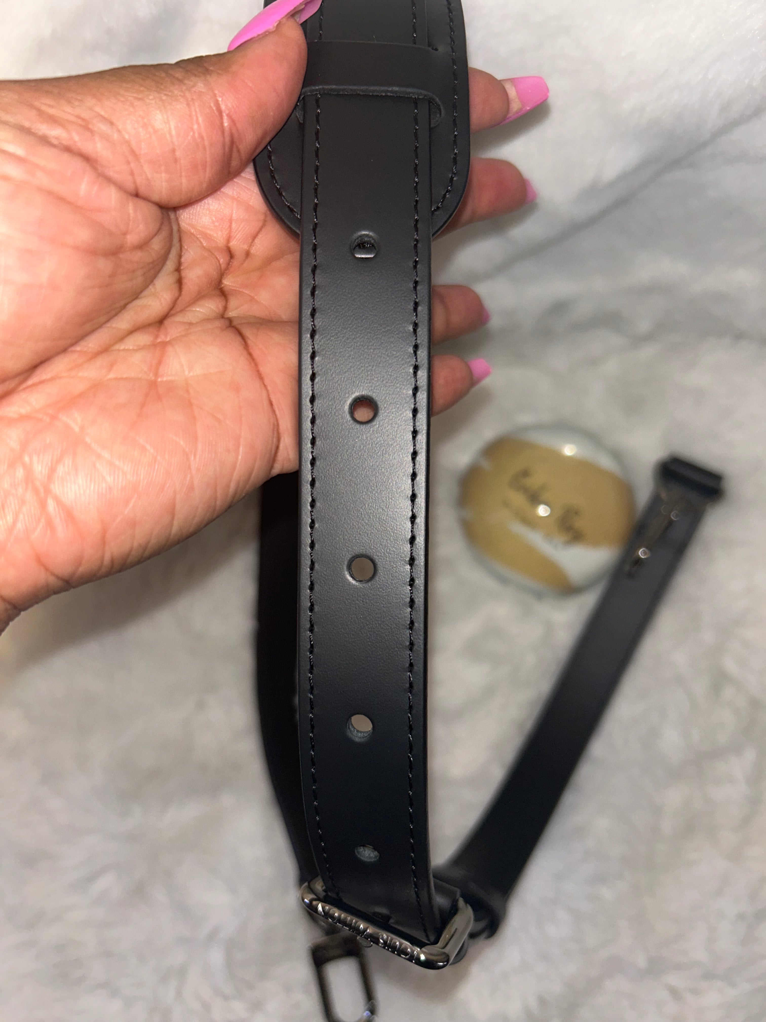 LV Black Leather Bando Strap