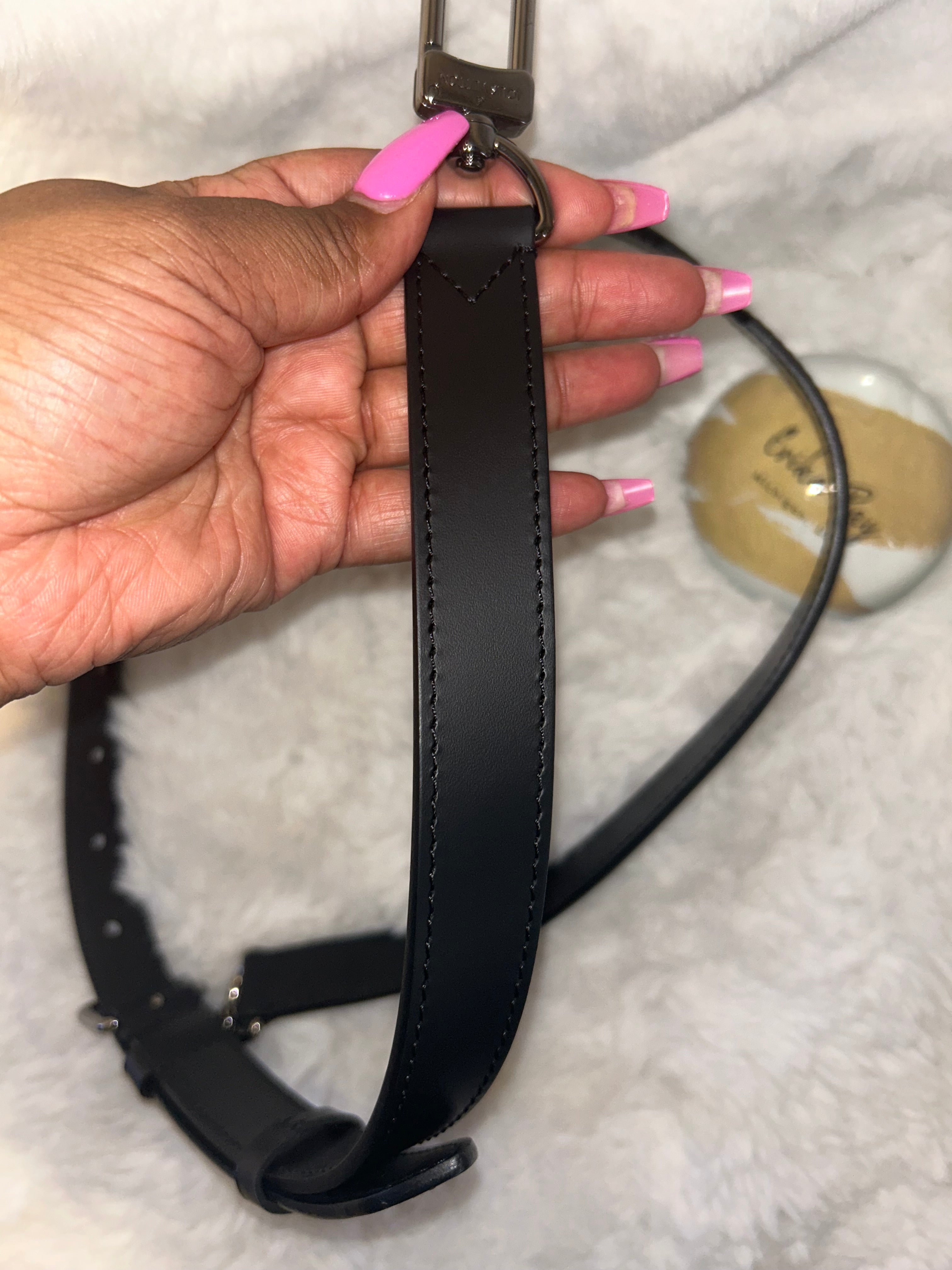 LV Black Leather Bando Strap
