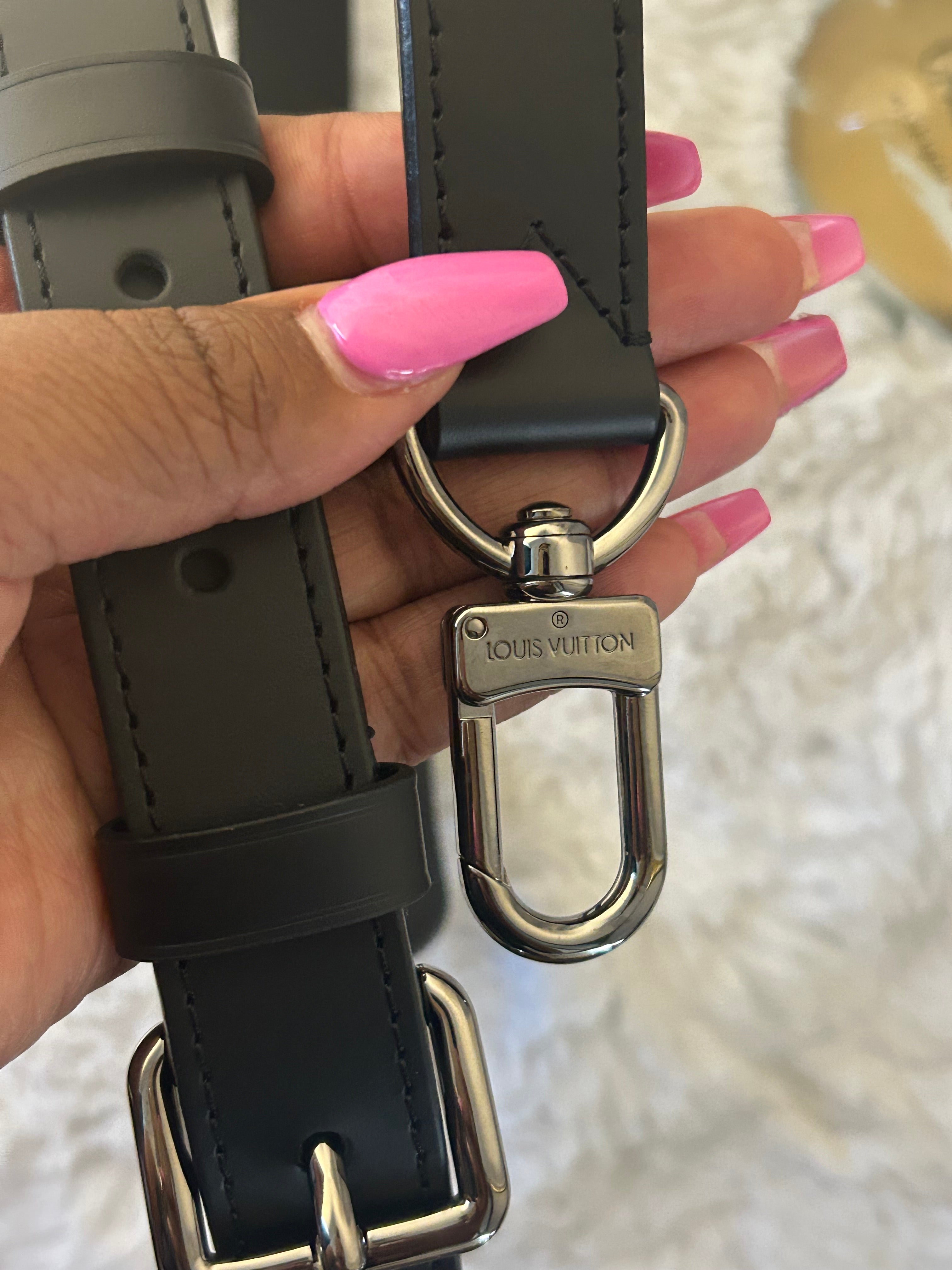 LV Black Leather Bando Strap