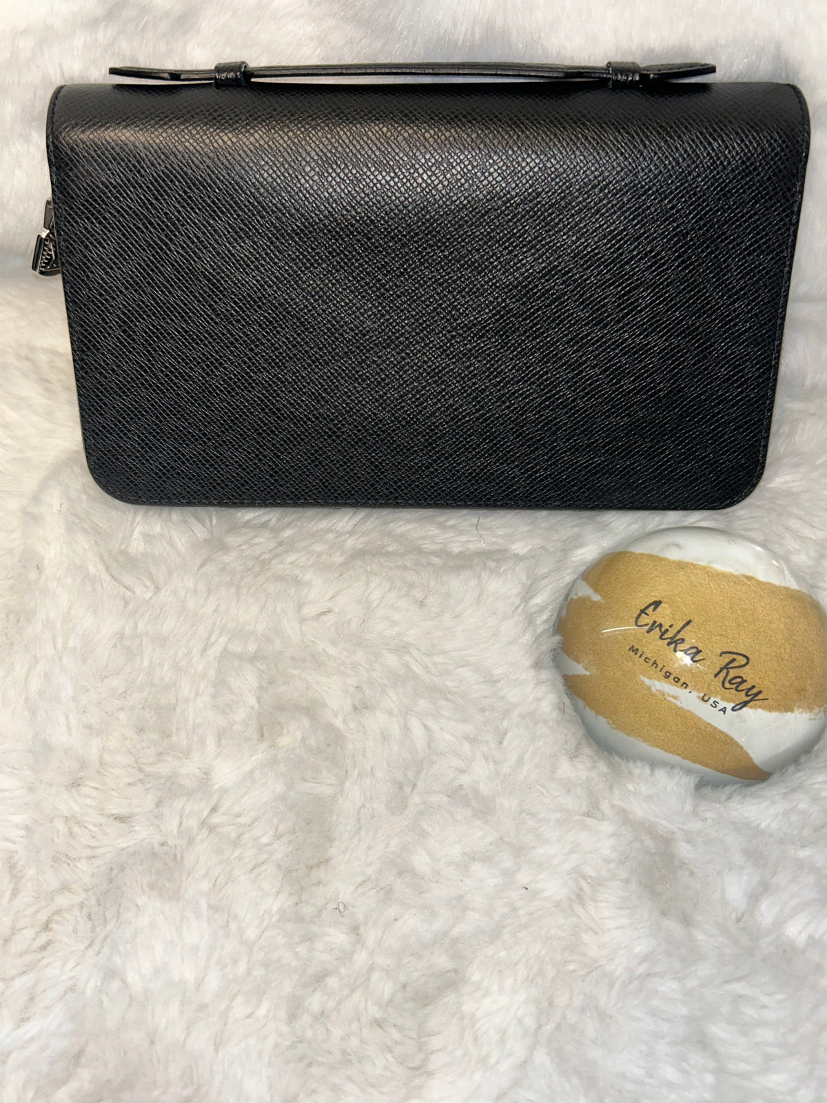 LV Black Taiga Organizer Wallet
