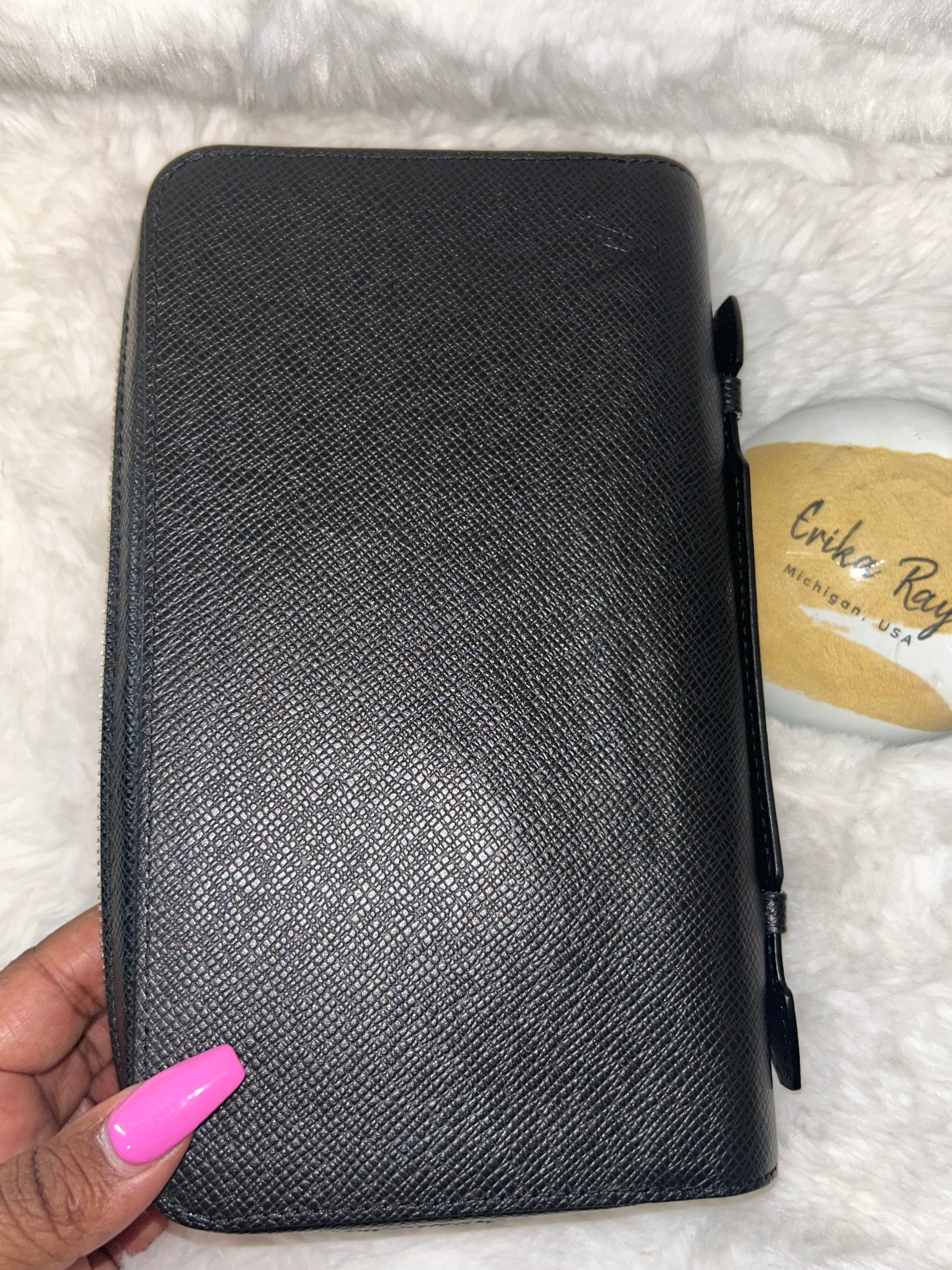 LV Black Taiga Organizer Wallet