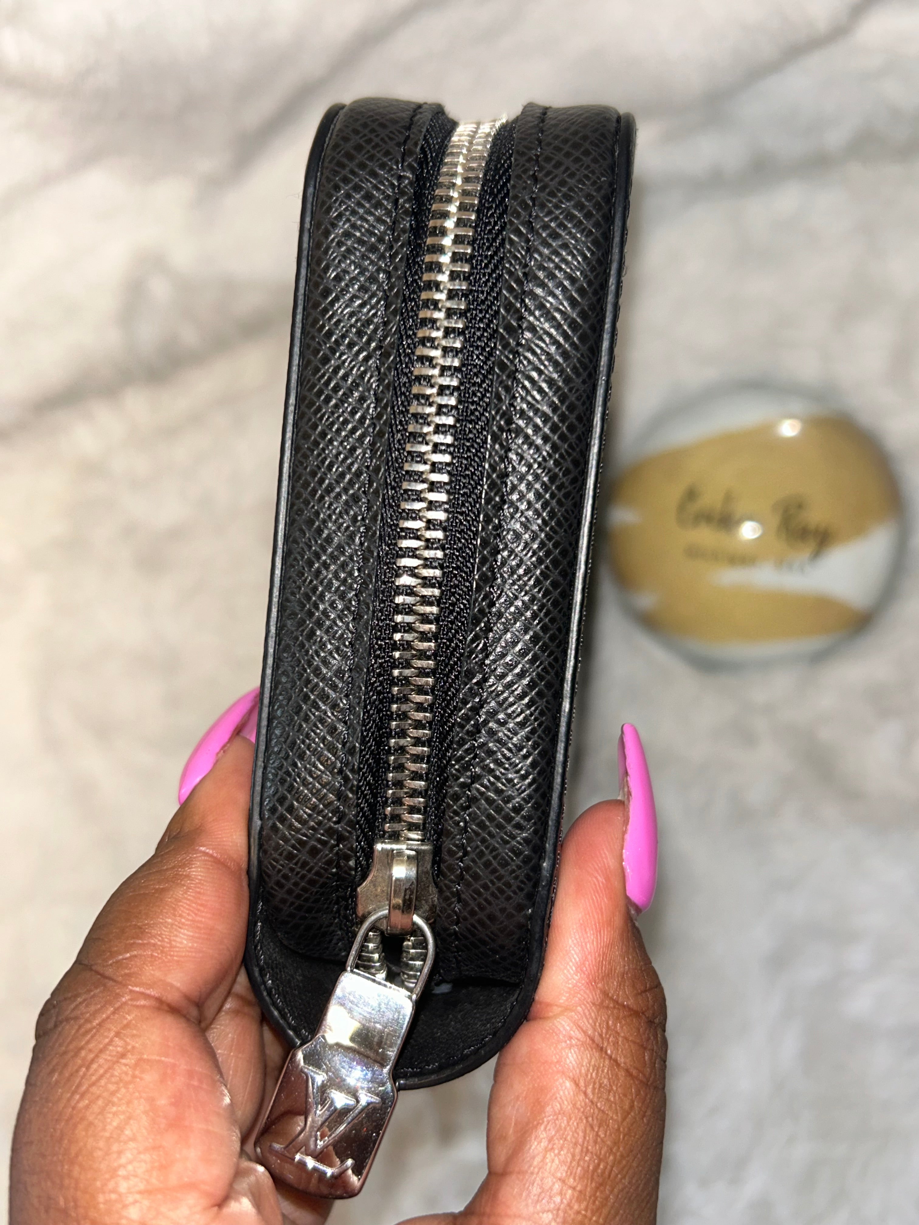 LV Black Taiga Organizer Wallet