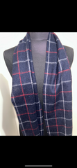 Burberry Navy Plaid Vintage Cashmere Scarf