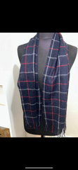 Burberry Navy Plaid Vintage Cashmere Scarf