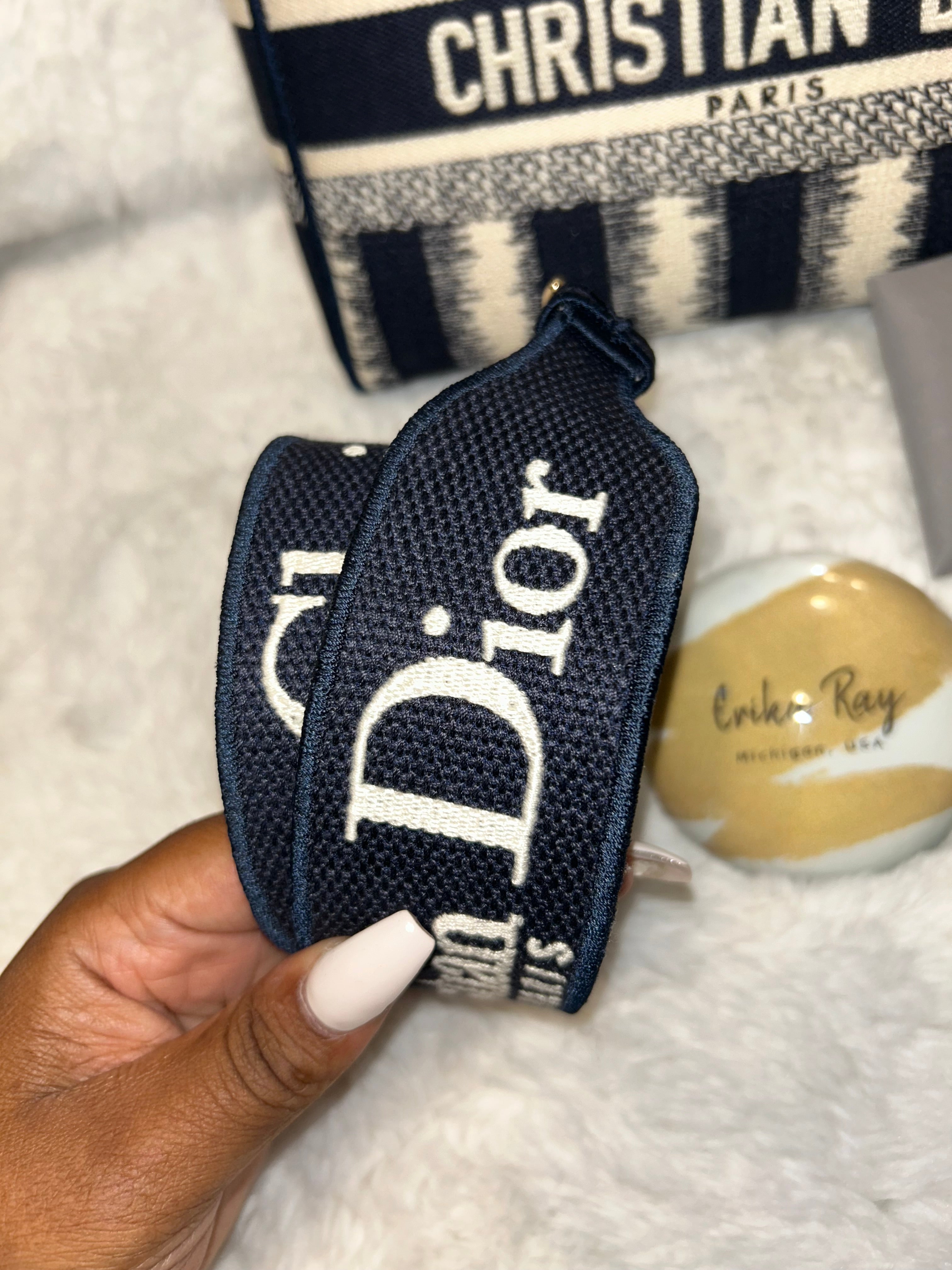 Christian Dior Medium Lady D-Lite Striped Bag