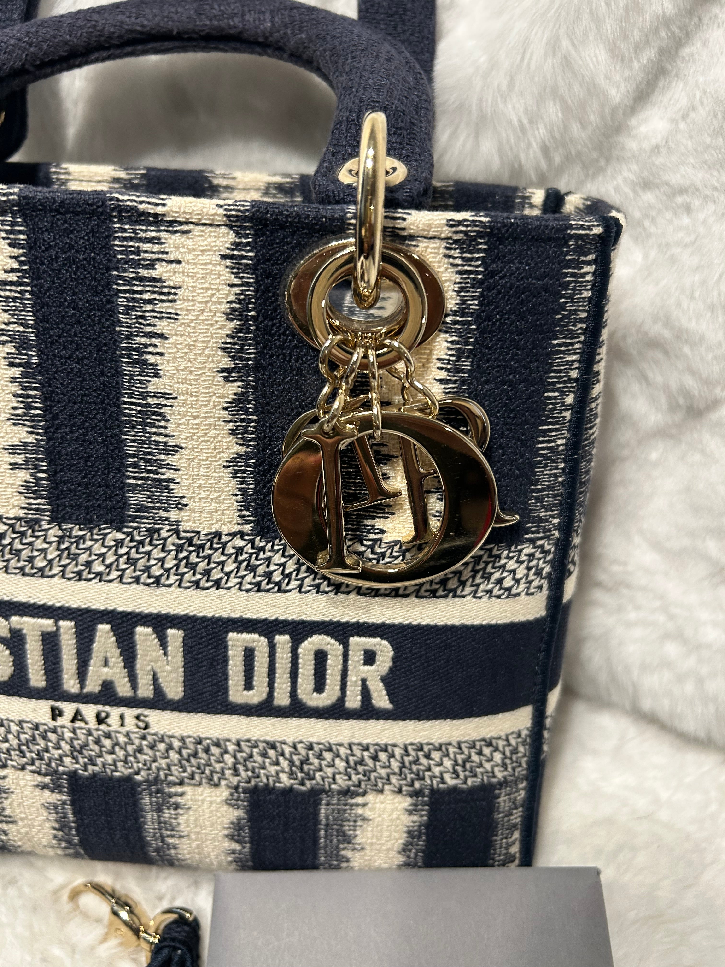 Christian Dior Medium Lady D-Lite Striped Bag