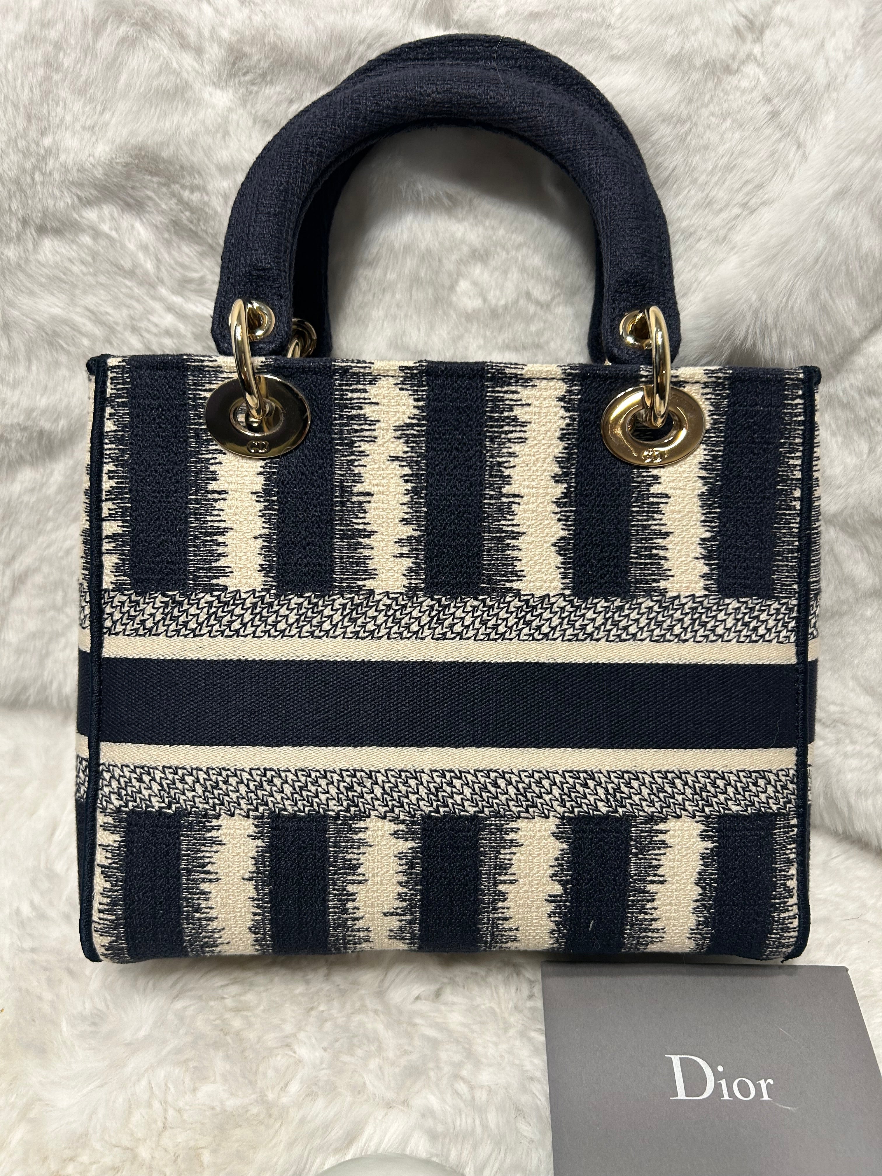Christian Dior Medium Lady D-Lite Striped Bag