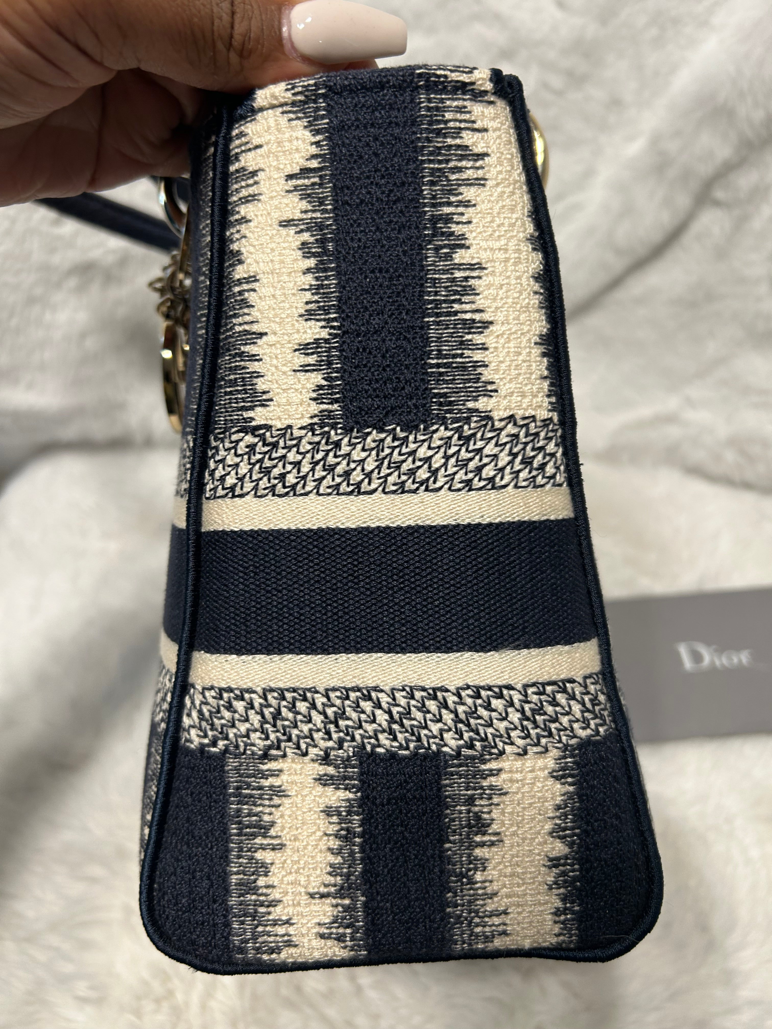 Christian Dior Medium Lady D-Lite Striped Bag