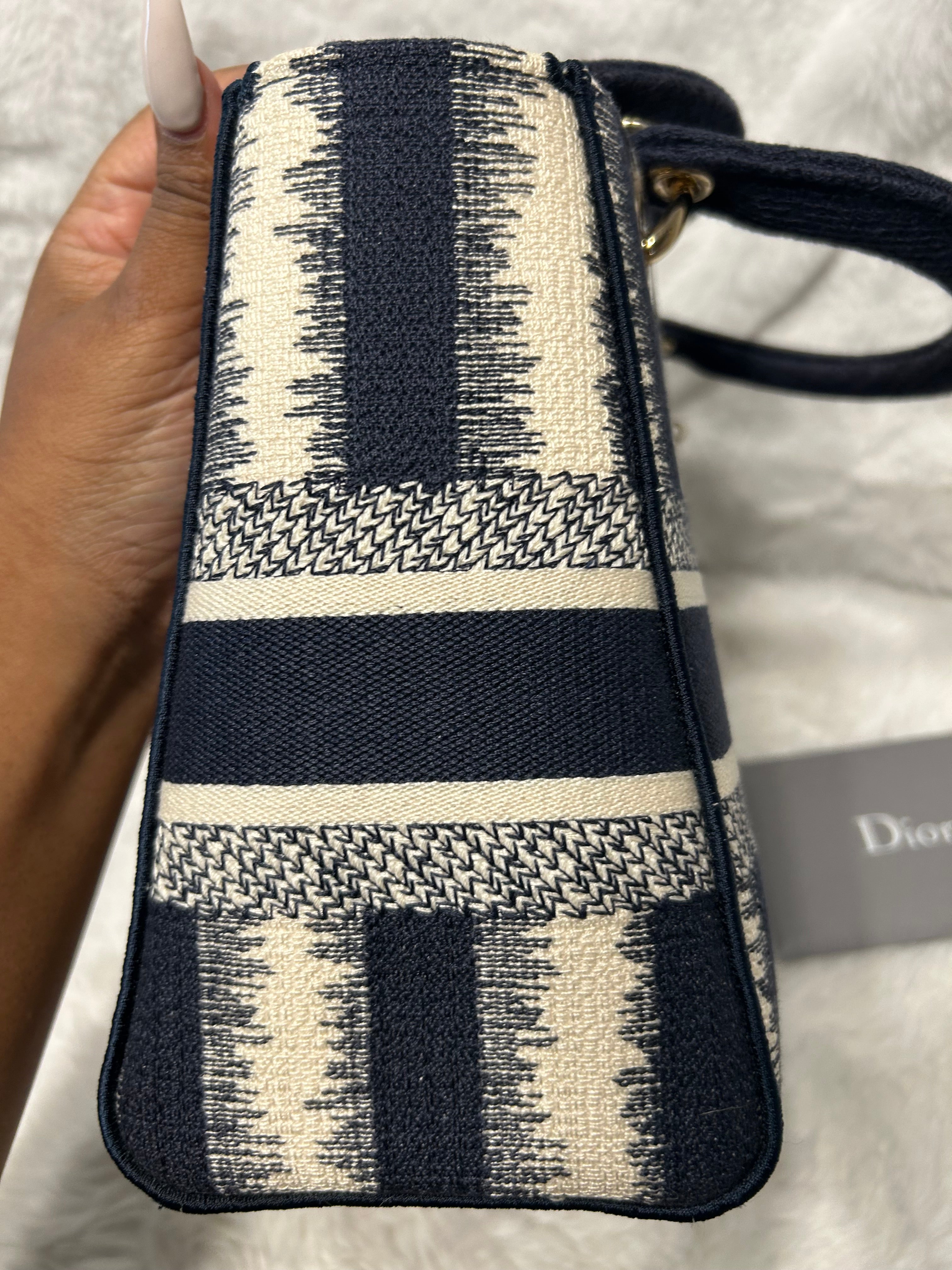 Christian Dior Medium Lady D-Lite Striped Bag