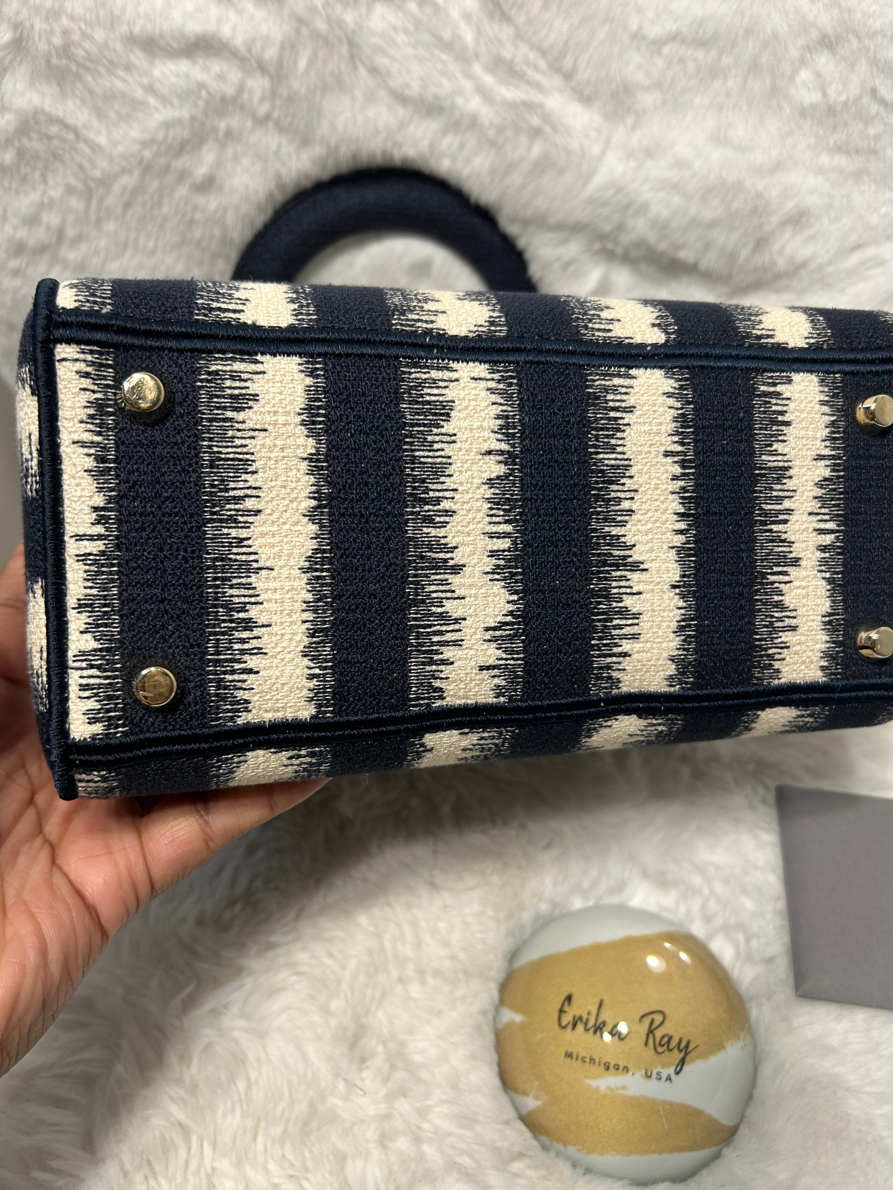 Christian Dior Medium Lady D-Lite Striped Bag