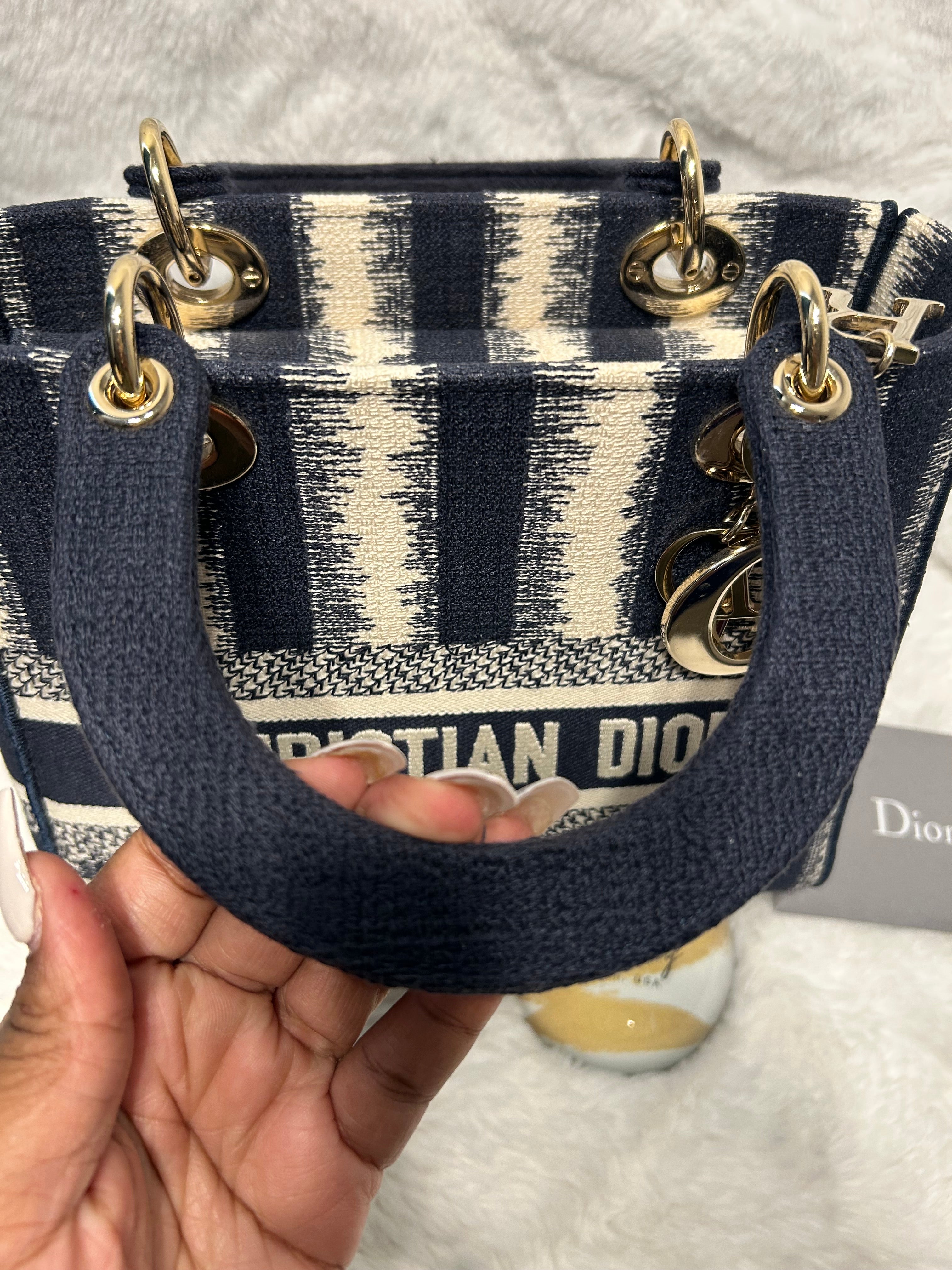 Christian Dior Medium Lady D-Lite Striped Bag