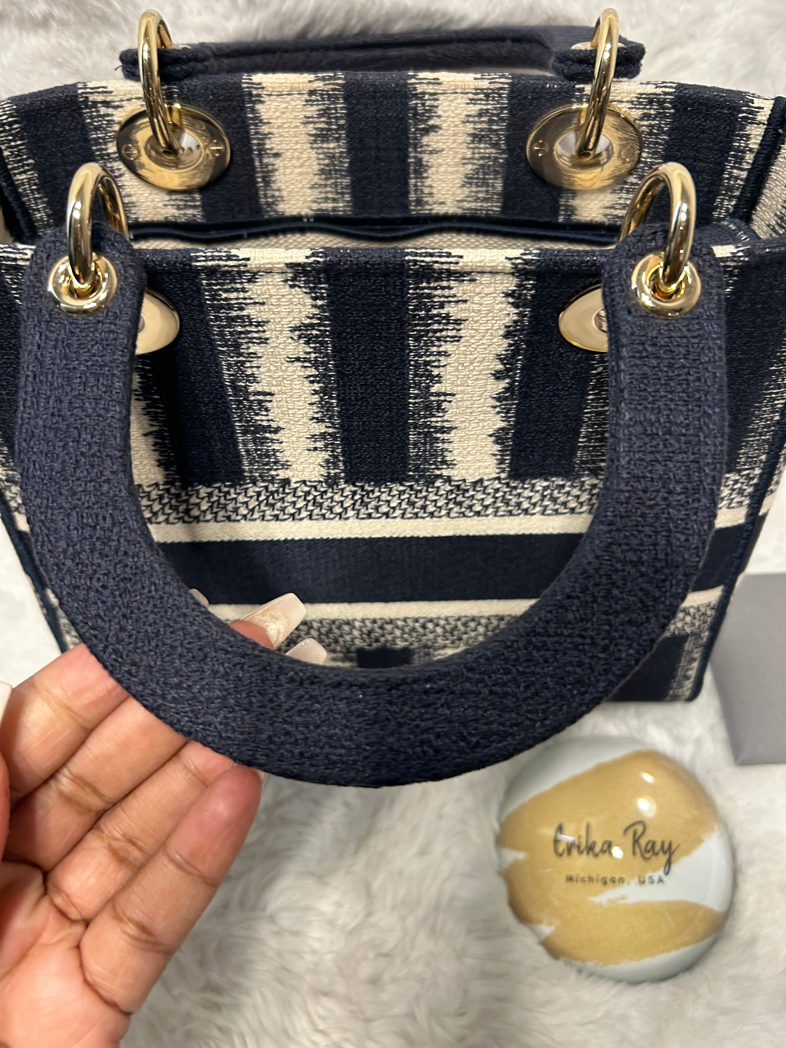 Christian Dior Medium Lady D-Lite Striped Bag