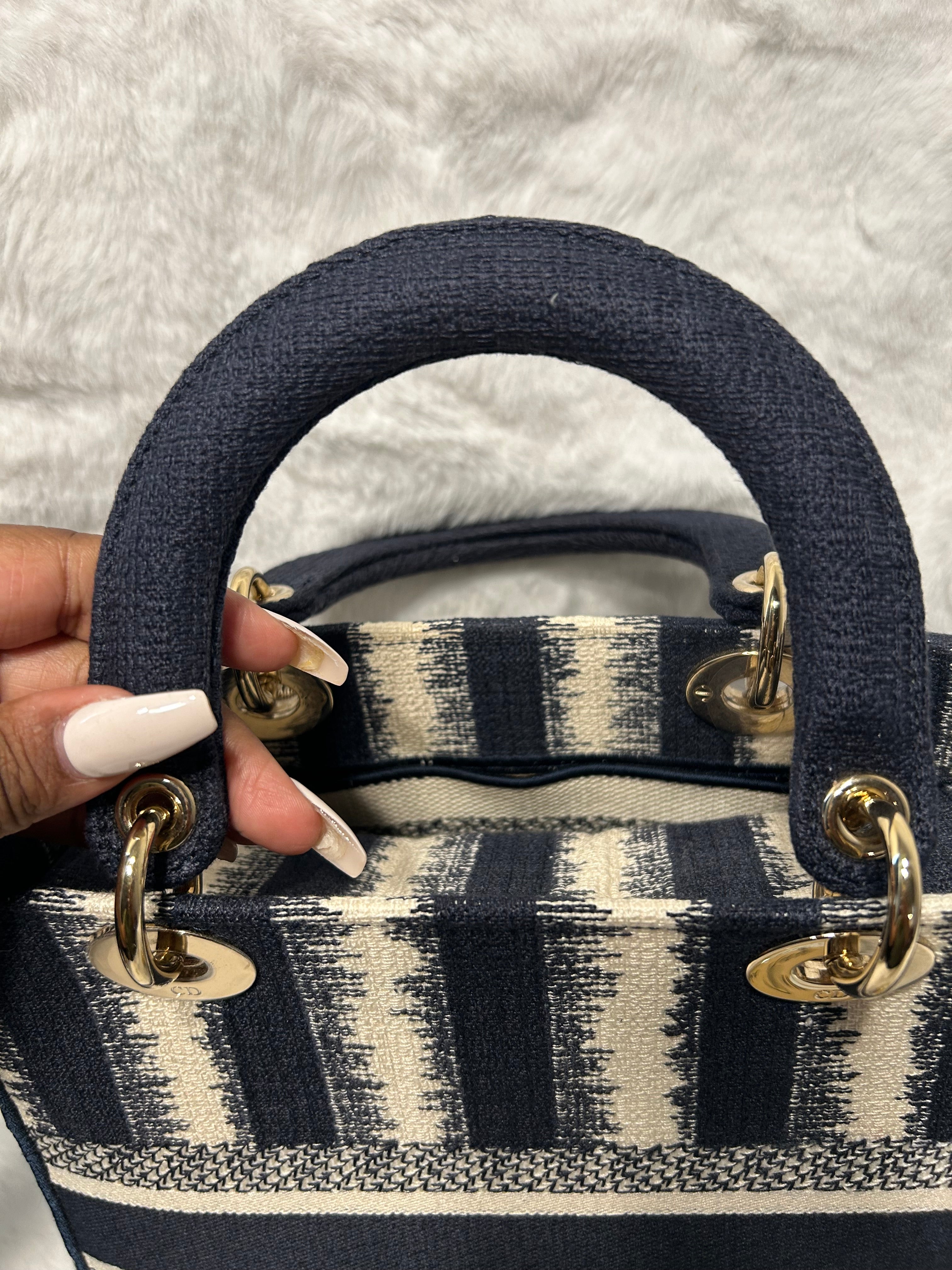 Christian Dior Medium Lady D-Lite Striped Bag