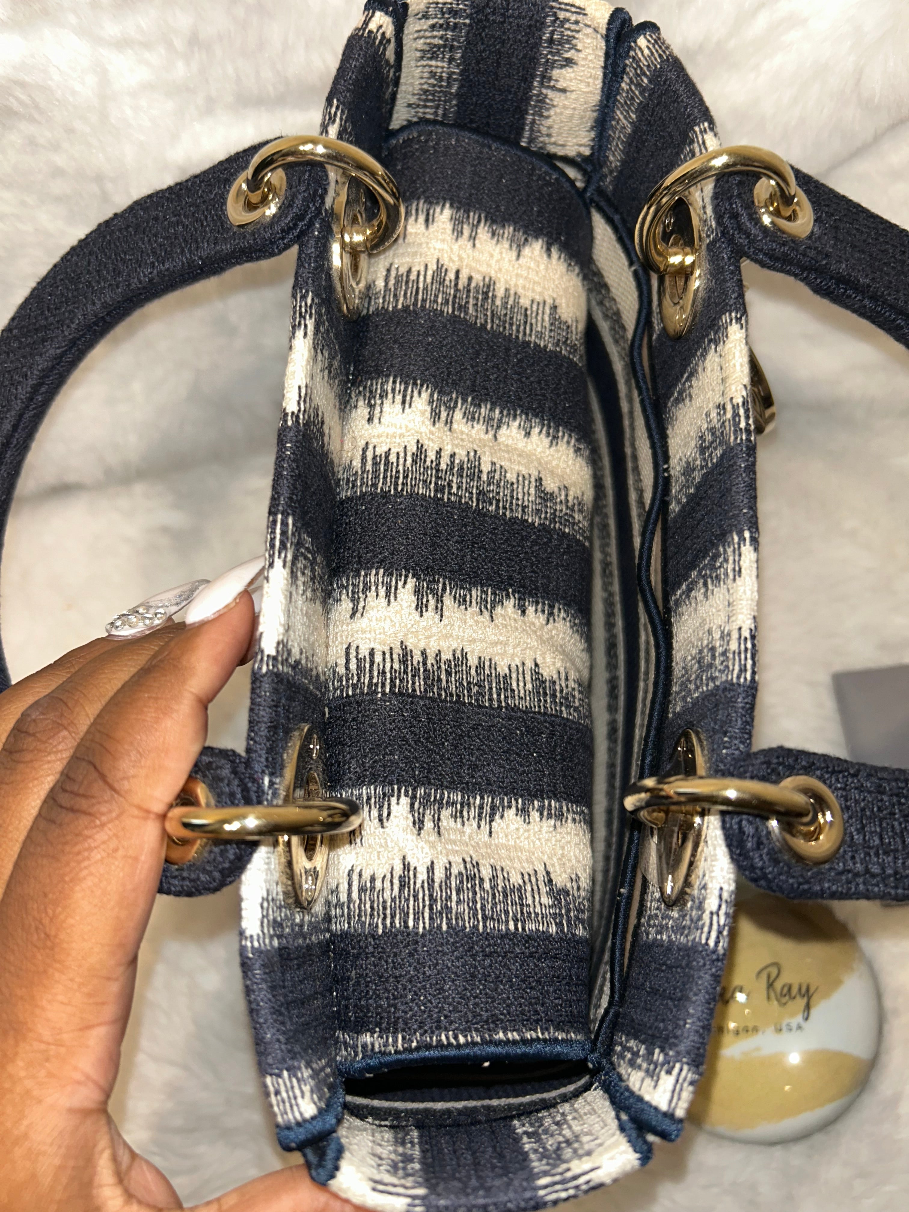 Christian Dior Medium Lady D-Lite Striped Bag